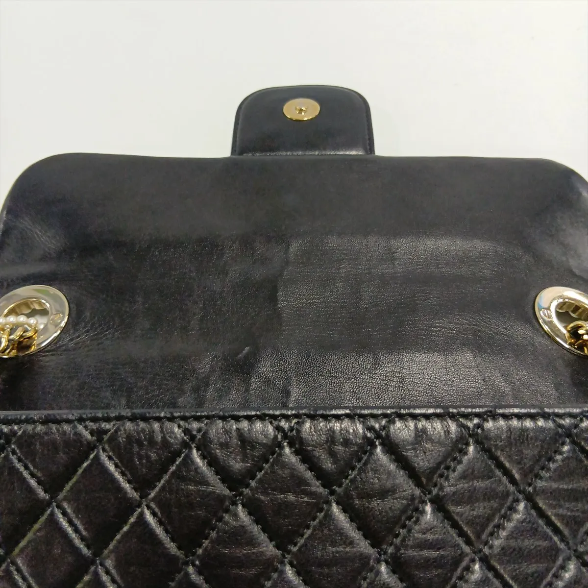 Matelassé Lambskin Single Flap Single Chain Bag, Pearl Black with Gold Hardware, 17750268, Serial Number 17 — view 12