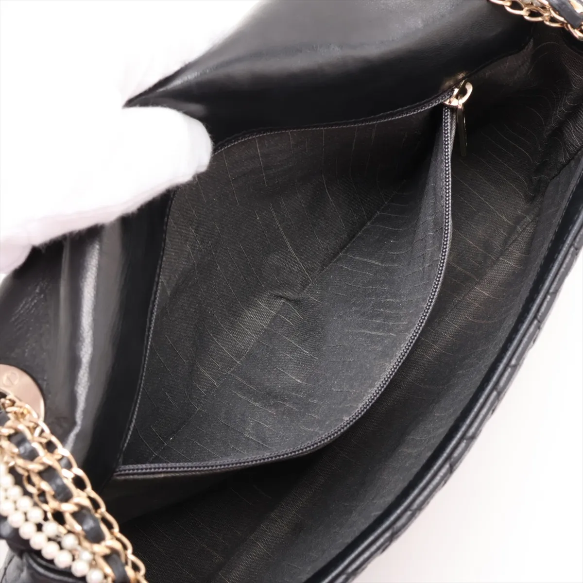 Matelassé Lambskin Single Flap Single Chain Bag, Pearl Black with Gold Hardware, 17750268, Serial Number 17 — view 8