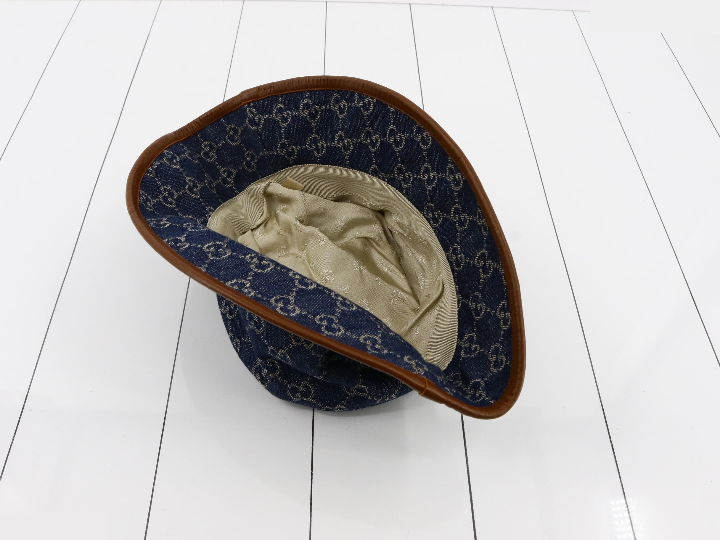 Denim Bucket Hat, Blue, Size M — view 3