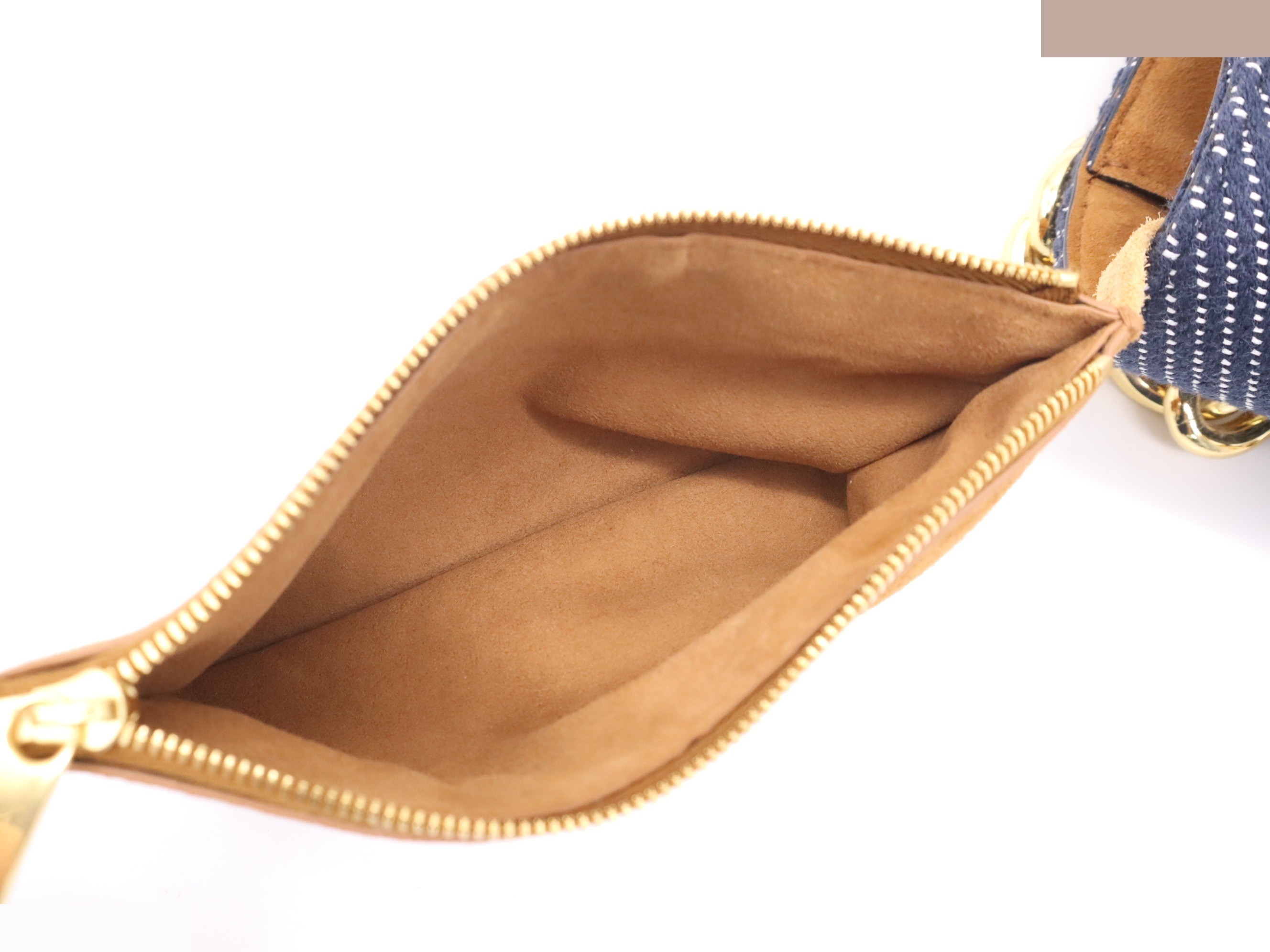 Maxi Intrecciato Arco Denim Tote Bag, Navy, Gold Hardware — view 12