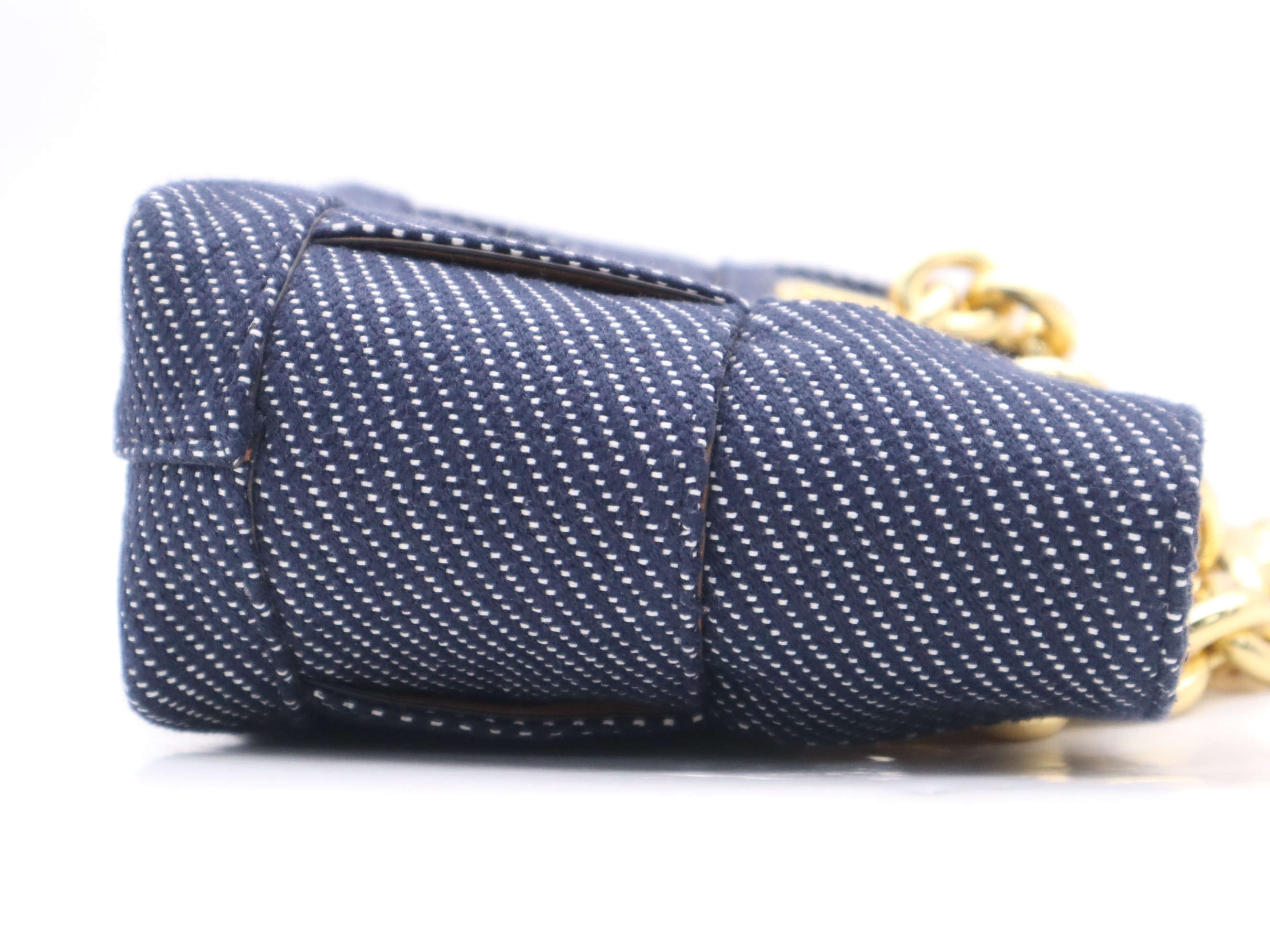 Maxi Intrecciato Arco Denim Tote Bag, Navy, Gold Hardware — view 5