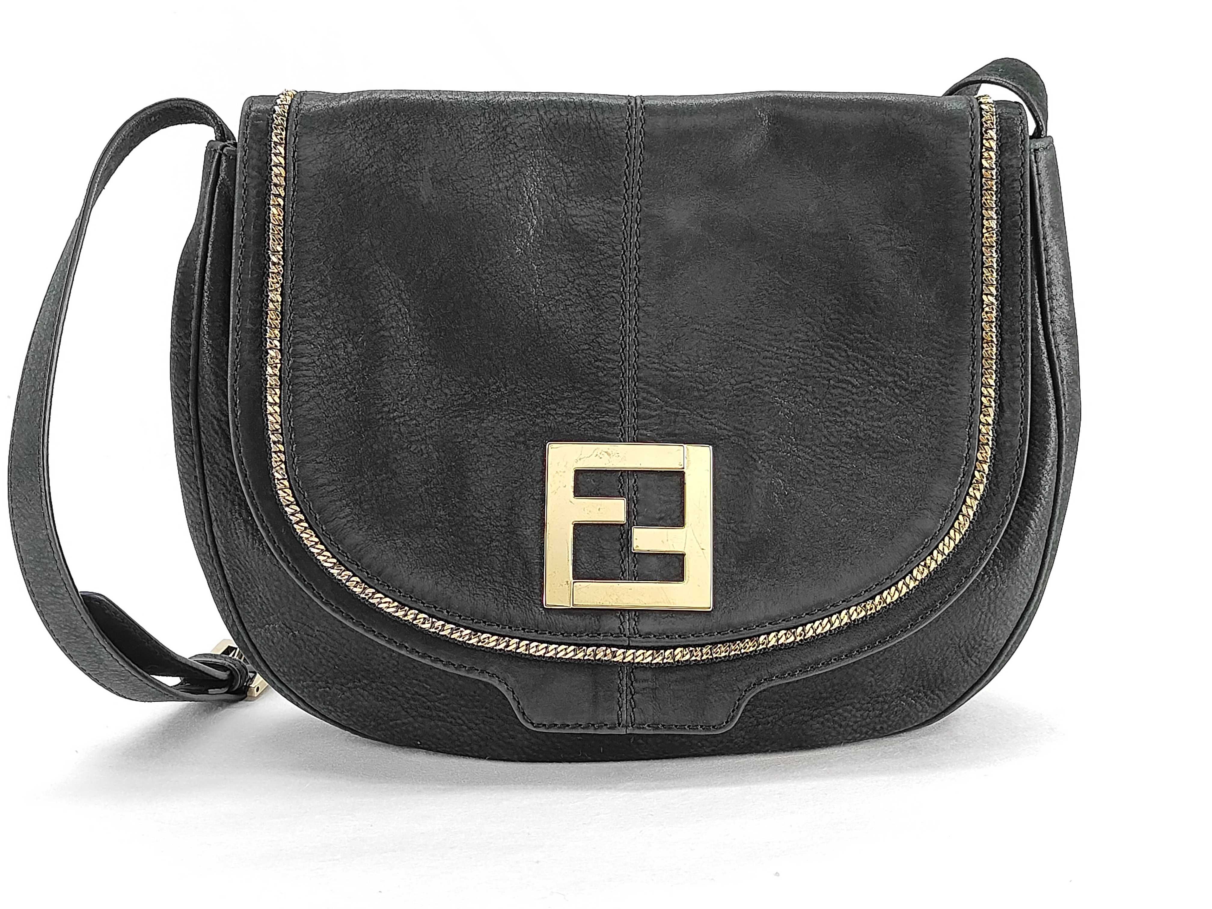 Leather Shoulder Bag, Black