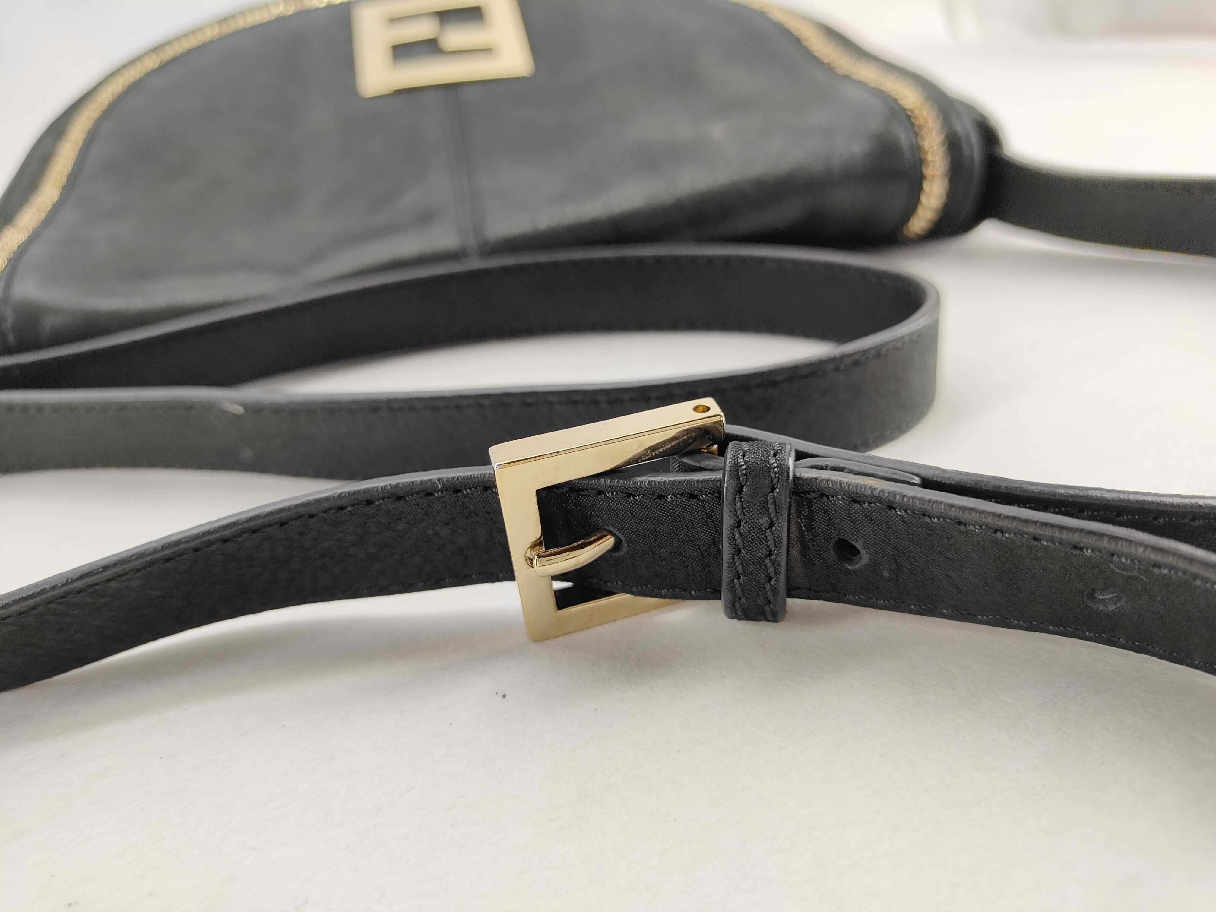 Leather Shoulder Bag, Black — view 4