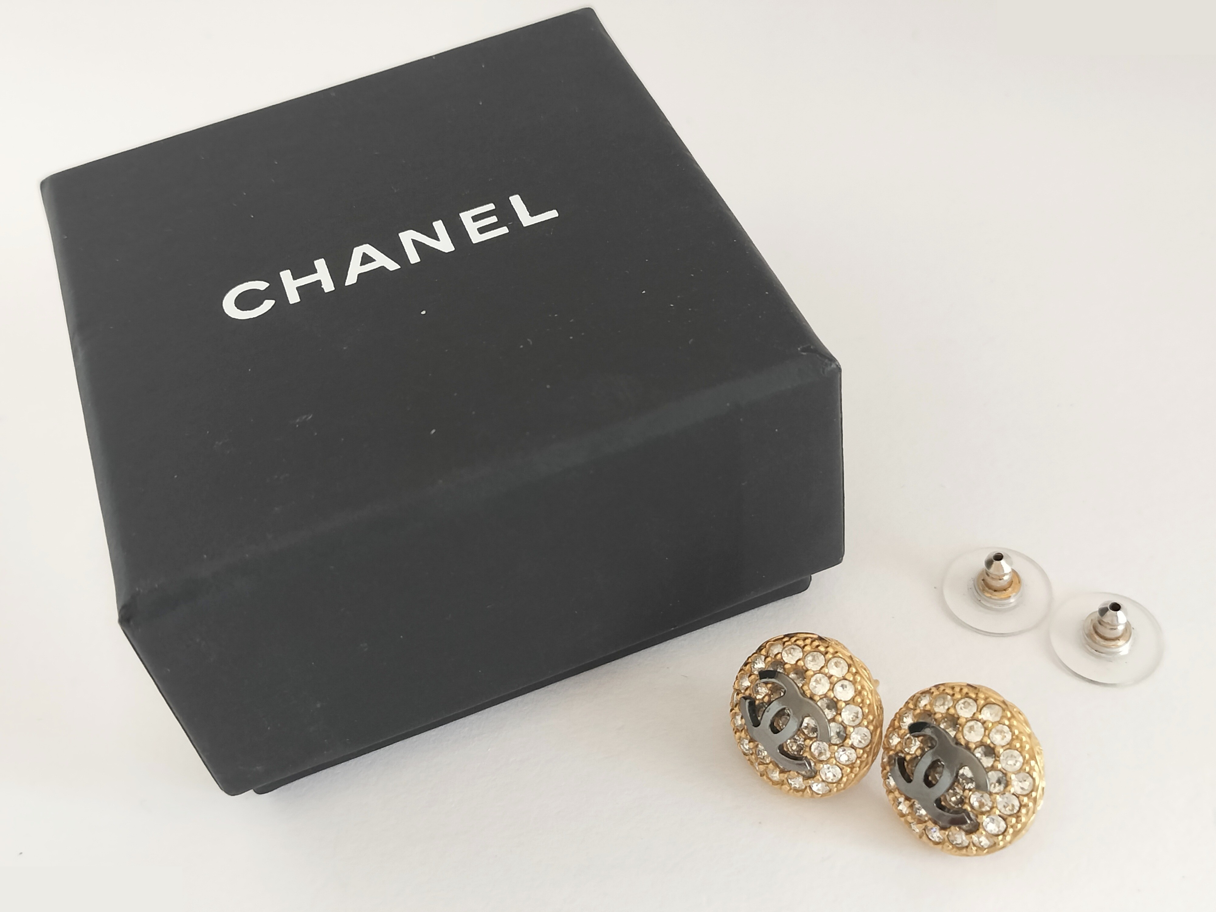Coco Rhinestone Gold Earrings — view 2