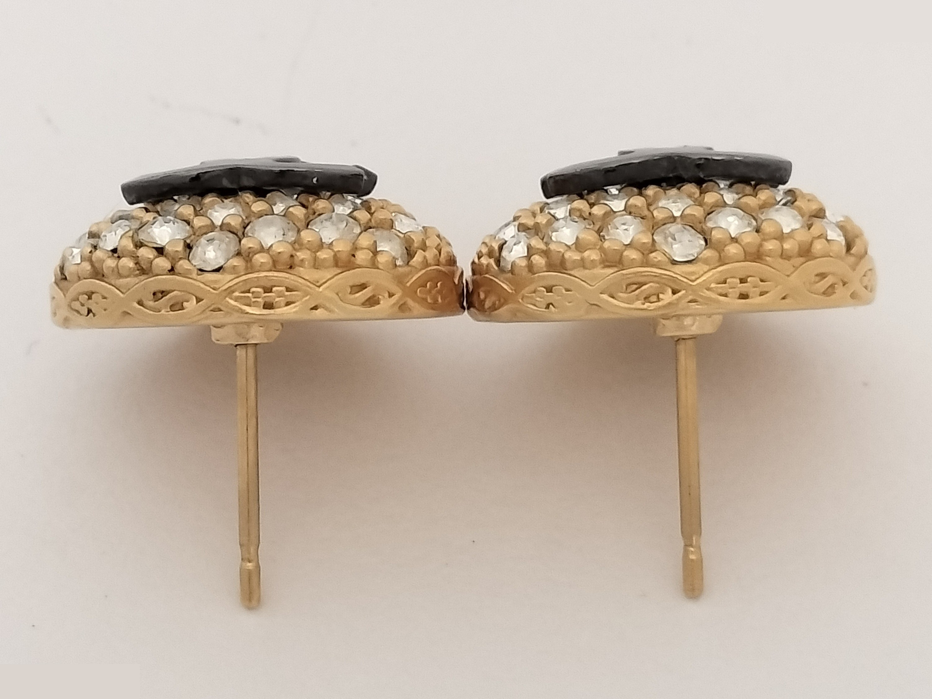 Coco Rhinestone Gold Earrings — view 6
