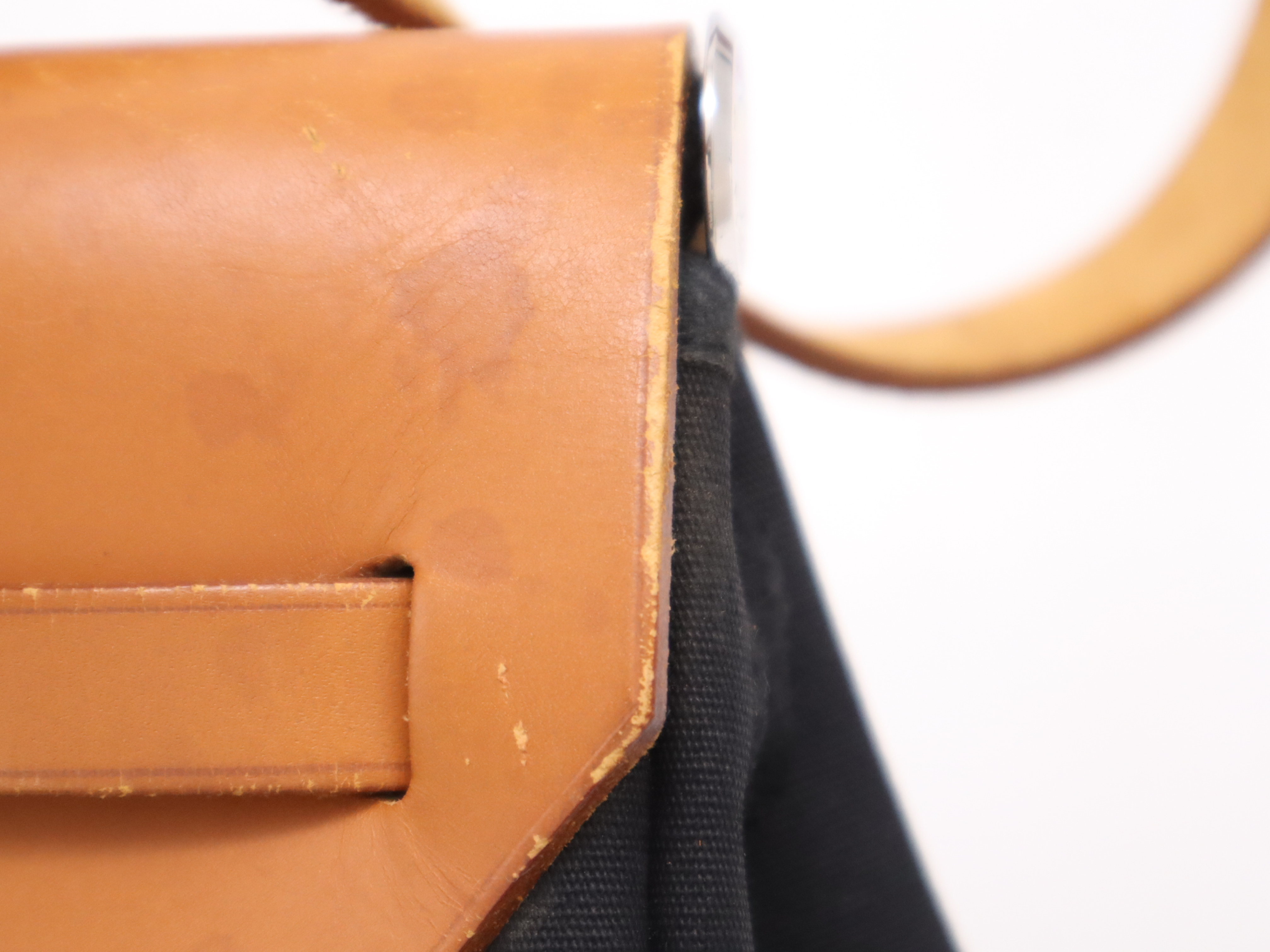 canvas x leather ale bag PM black brown SV metal fittings D stamped 2000 handbag — view 11
