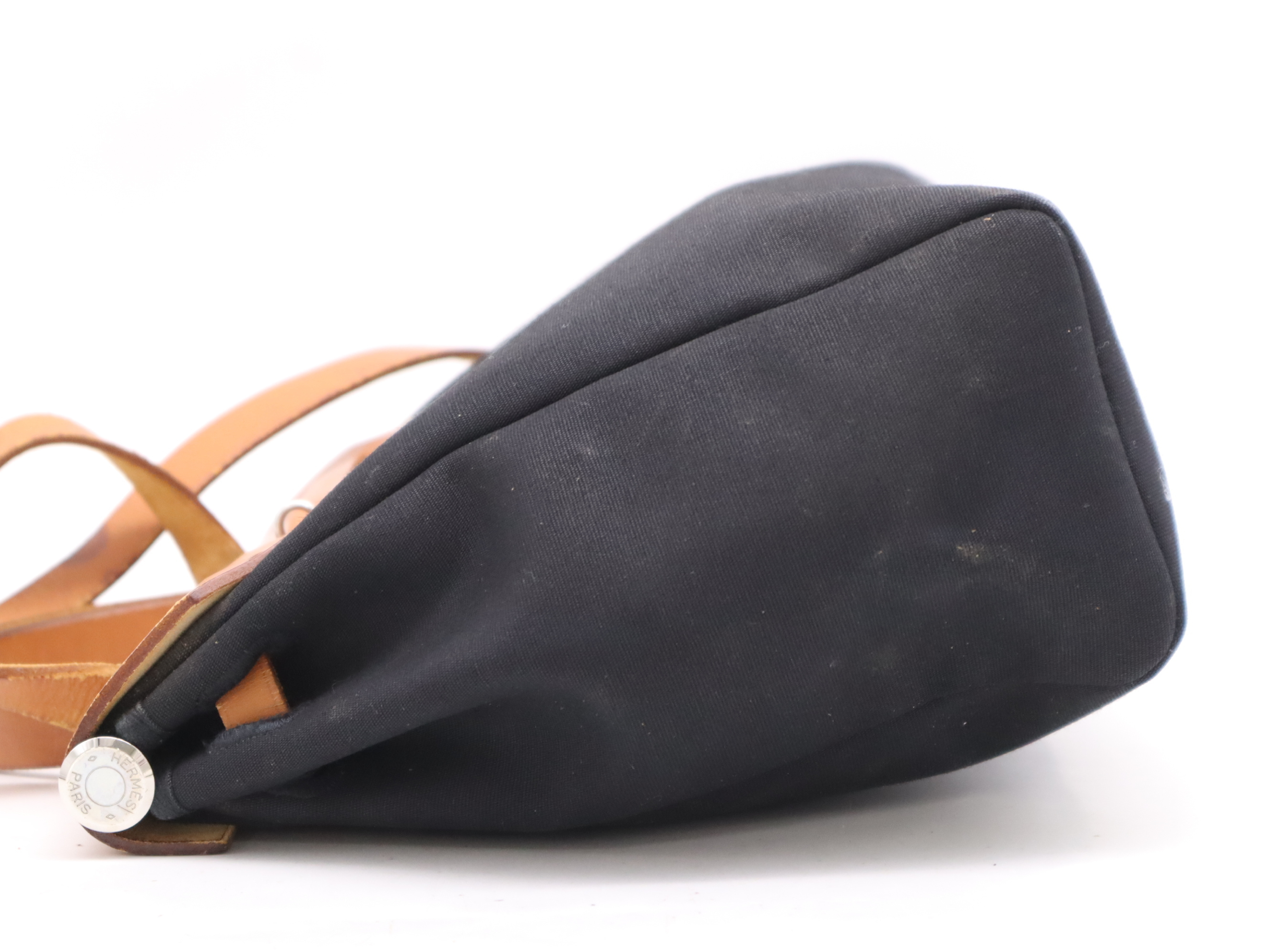 canvas x leather ale bag PM black brown SV metal fittings D stamped 2000 handbag — view 3