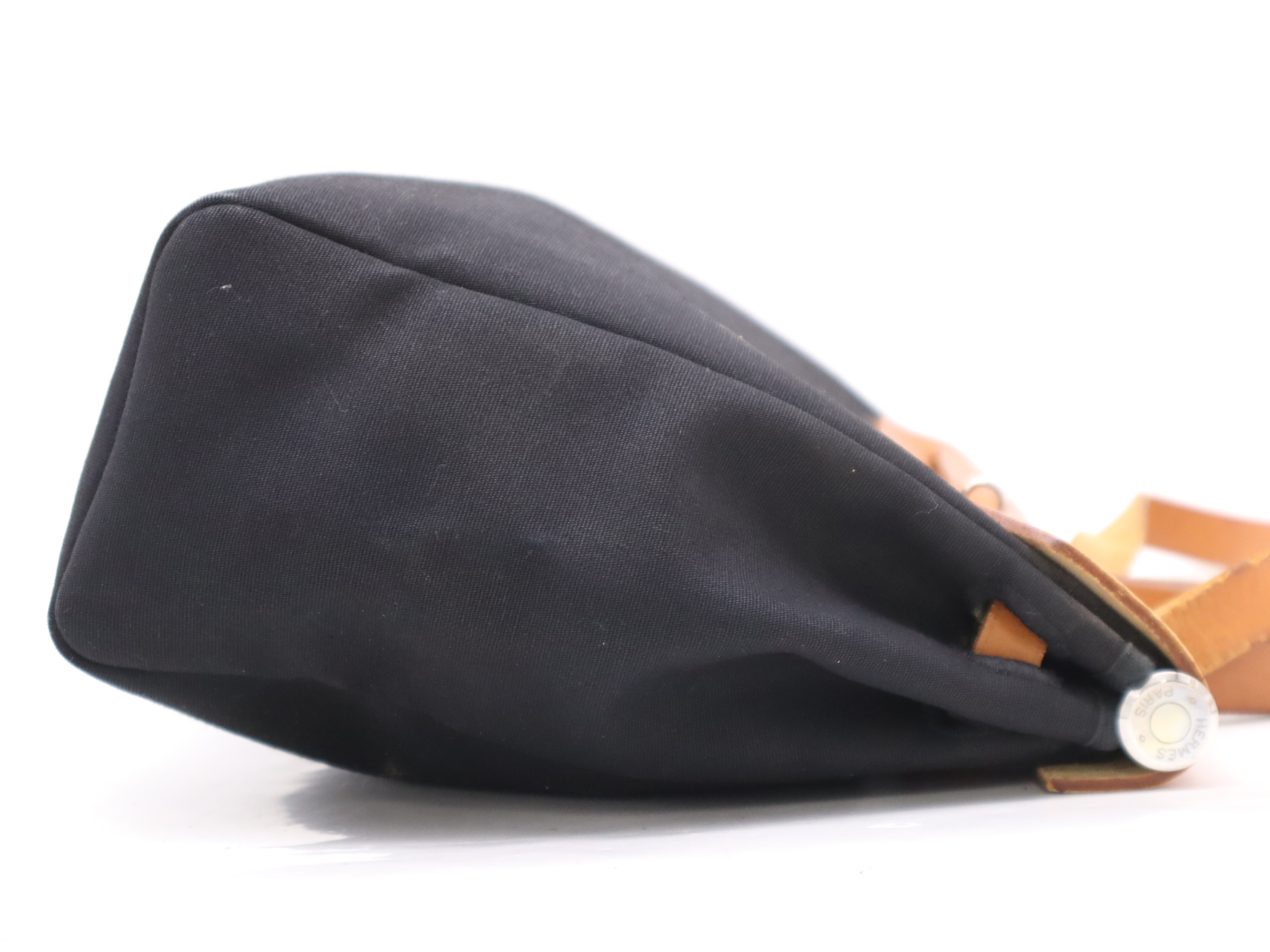 canvas x leather ale bag PM black brown SV metal fittings D stamped 2000 handbag — view 5