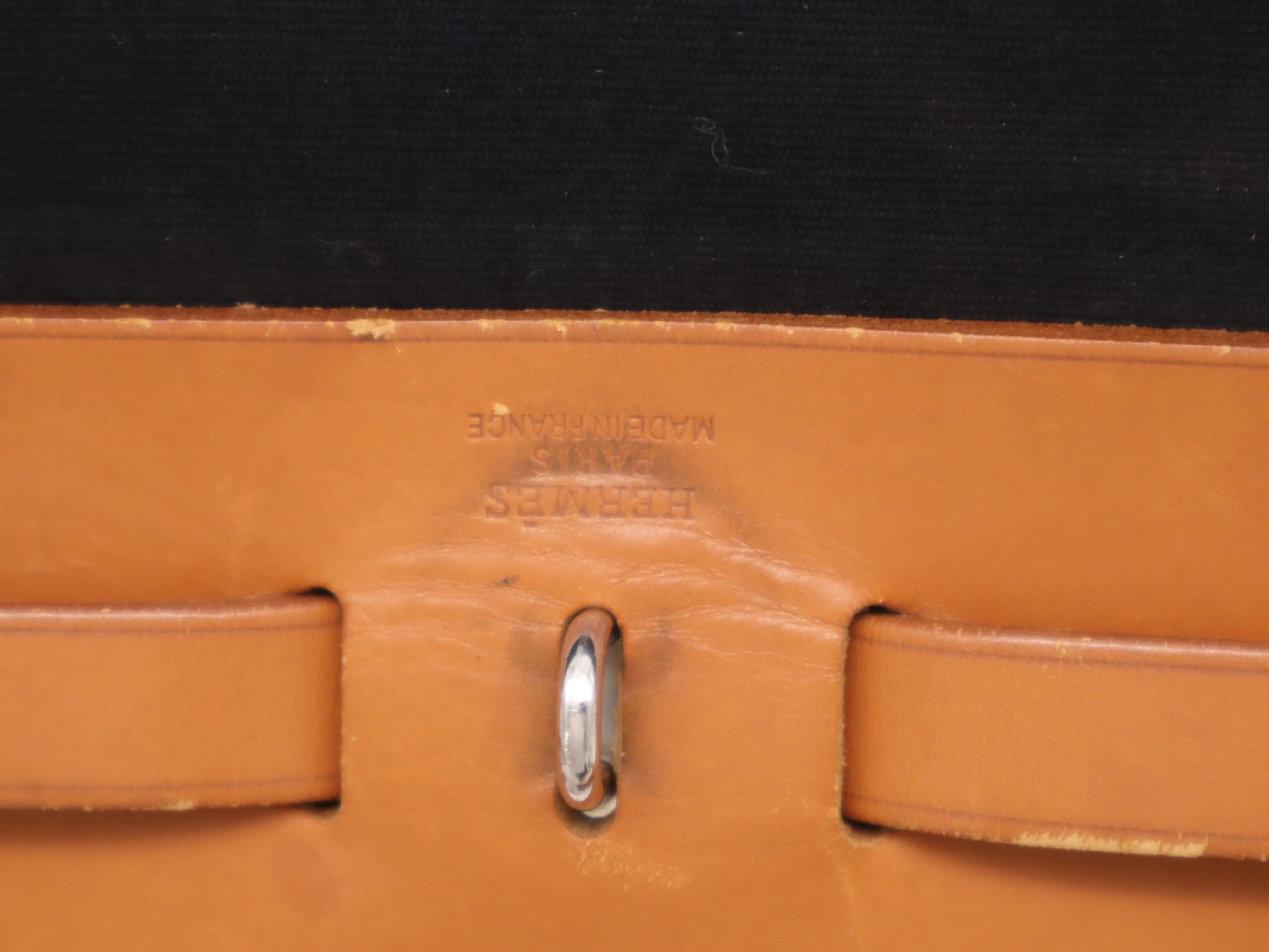 canvas x leather ale bag PM black brown SV metal fittings D stamped 2000 handbag — view 10