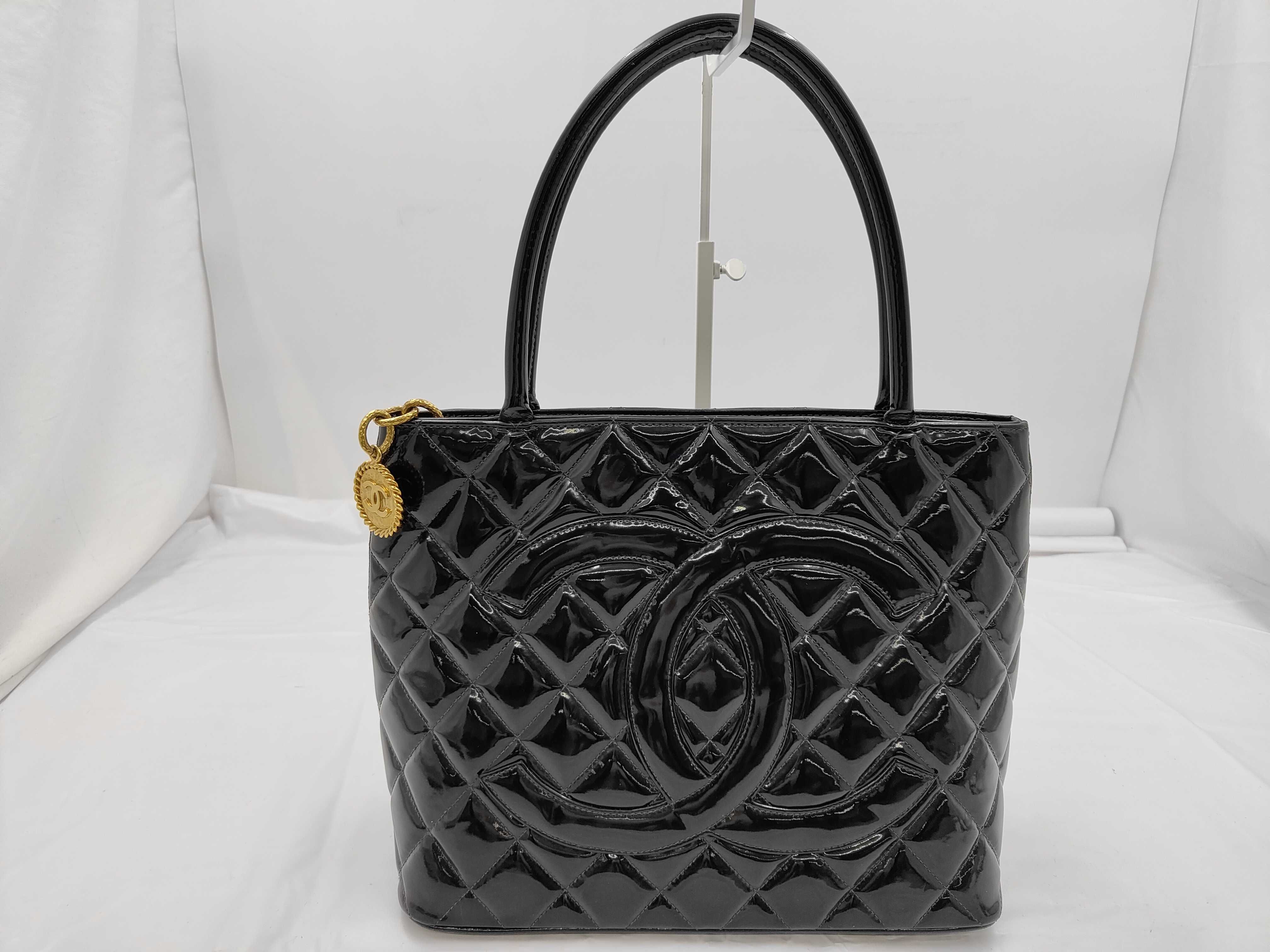Reissue Patent Leather Tote Bag, Black with Gold Hardware, Series 7