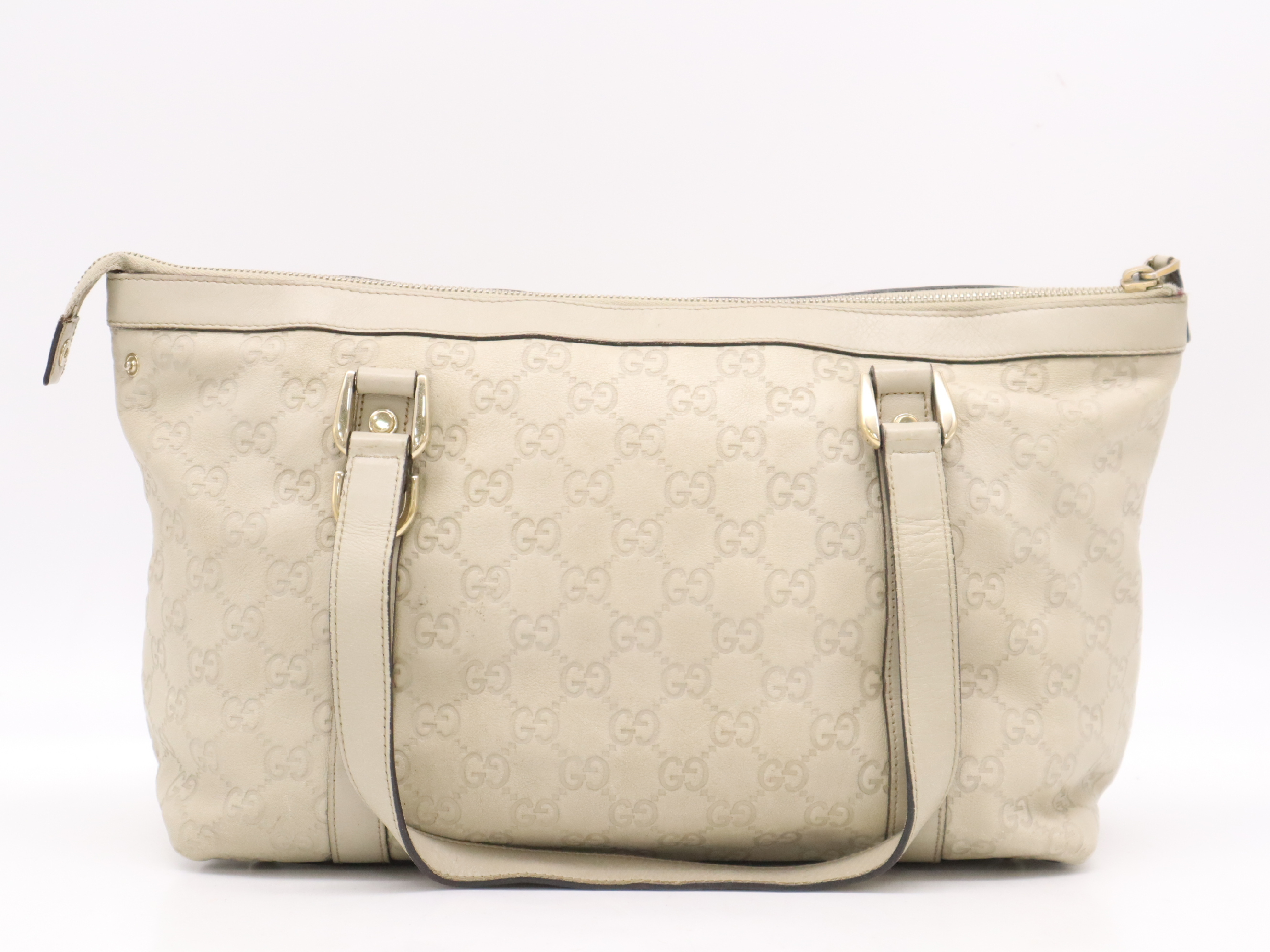 141470Leather Guccisima Tote Bag Ivory Tote Bag — view 2