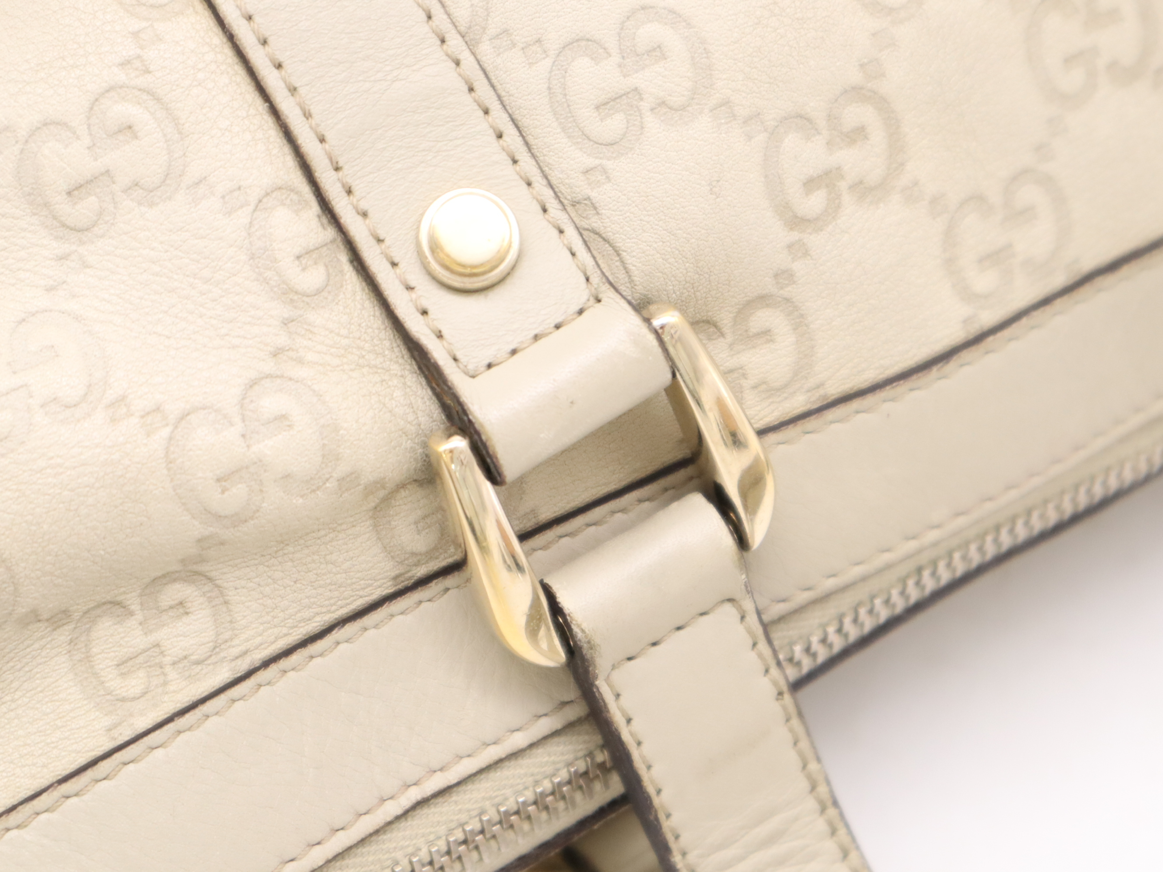 141470Leather Guccisima Tote Bag Ivory Tote Bag — view 7