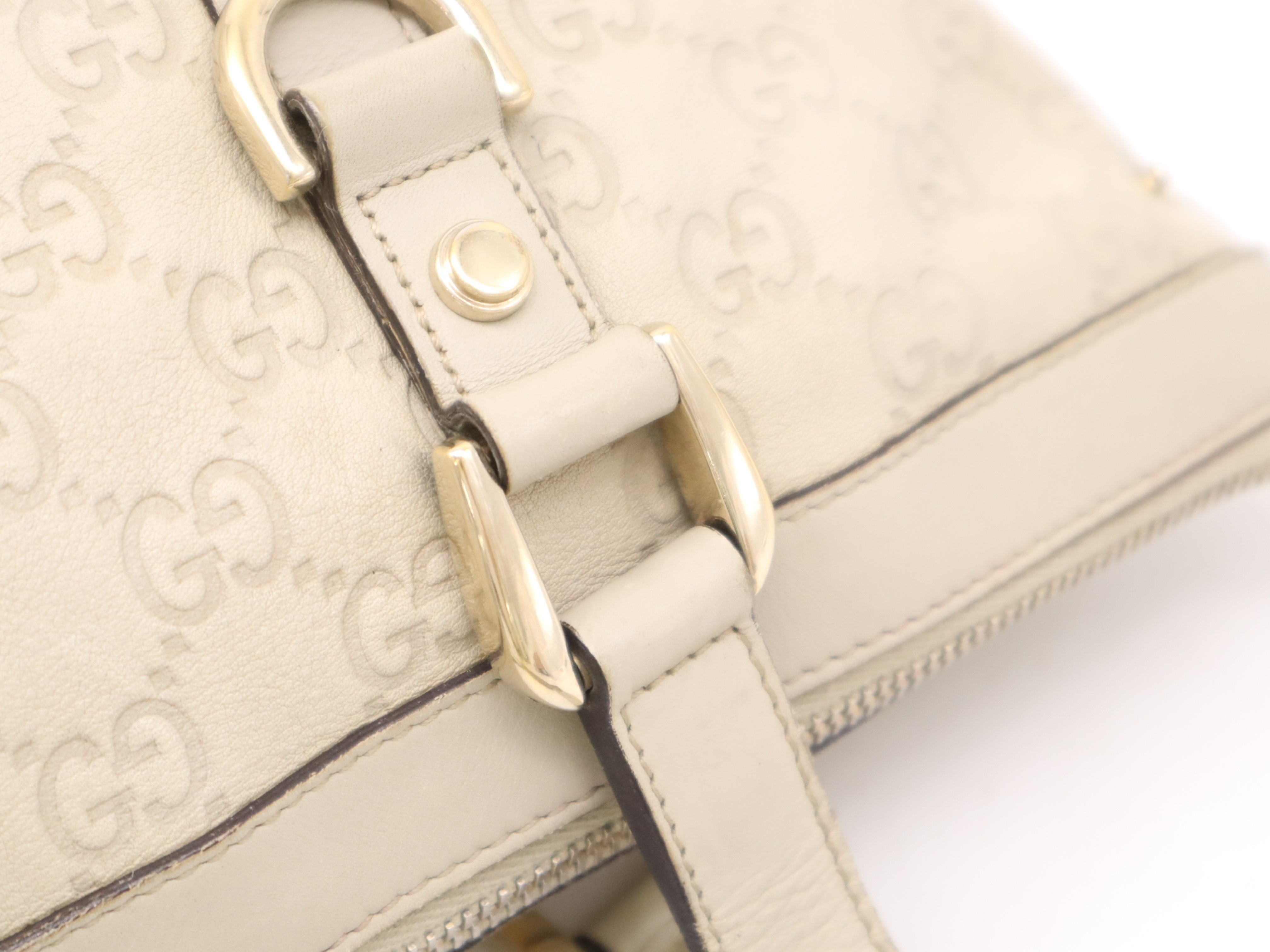 141470Leather Guccisima Tote Bag Ivory Tote Bag — view 8