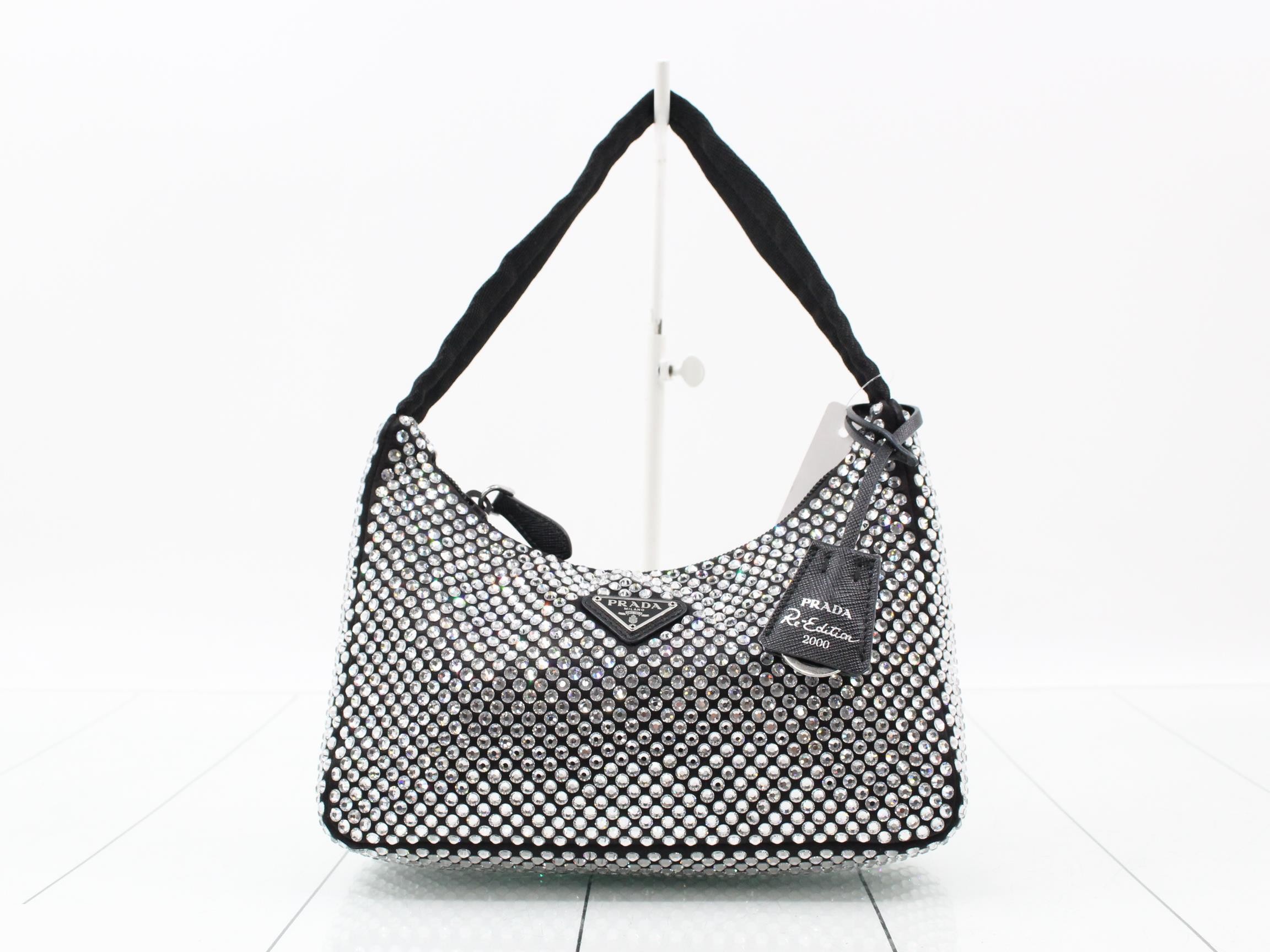 Crystal Satin x Rhinestone One-Shoulder Bag
