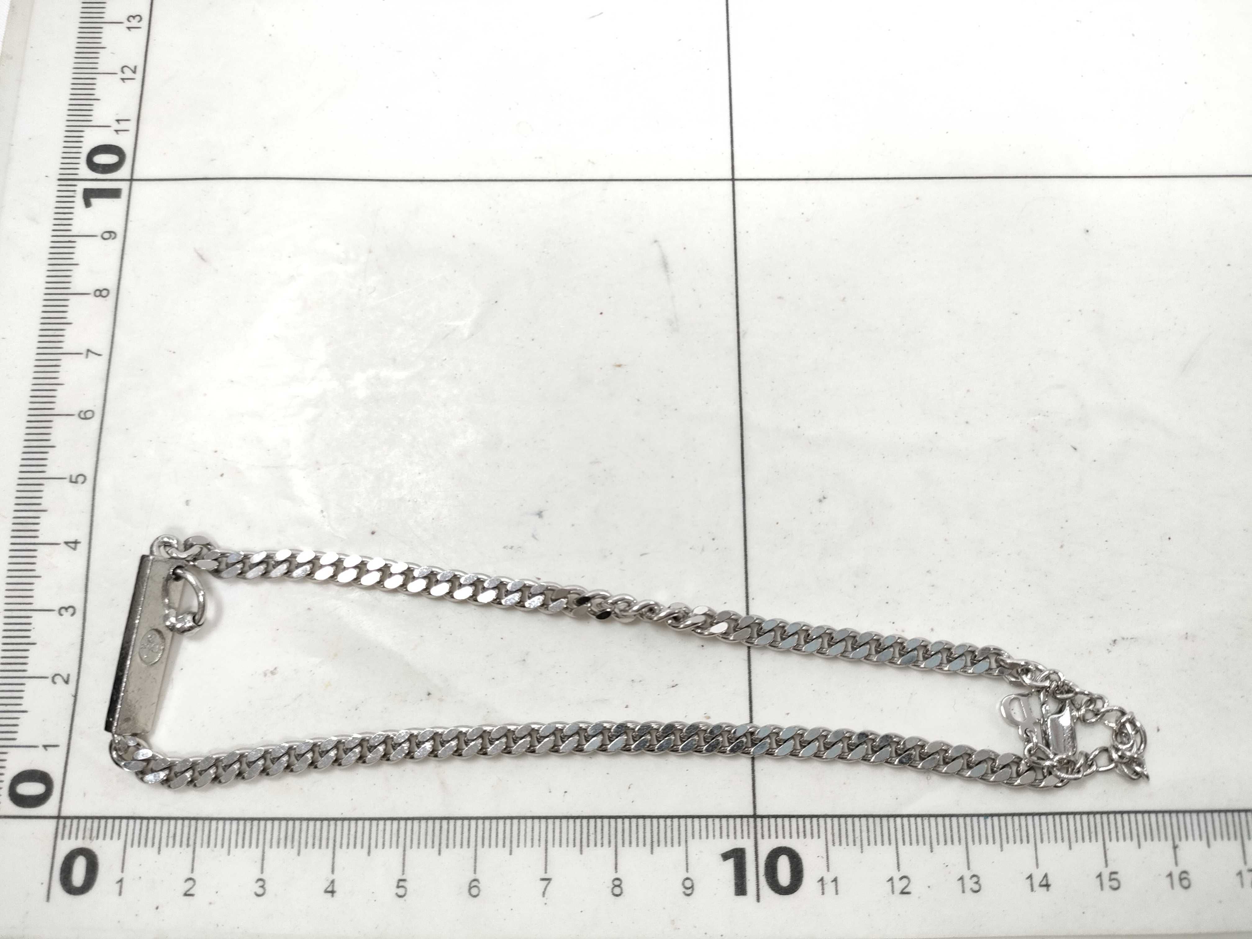 logo plate curb chain silver necklace — view 9