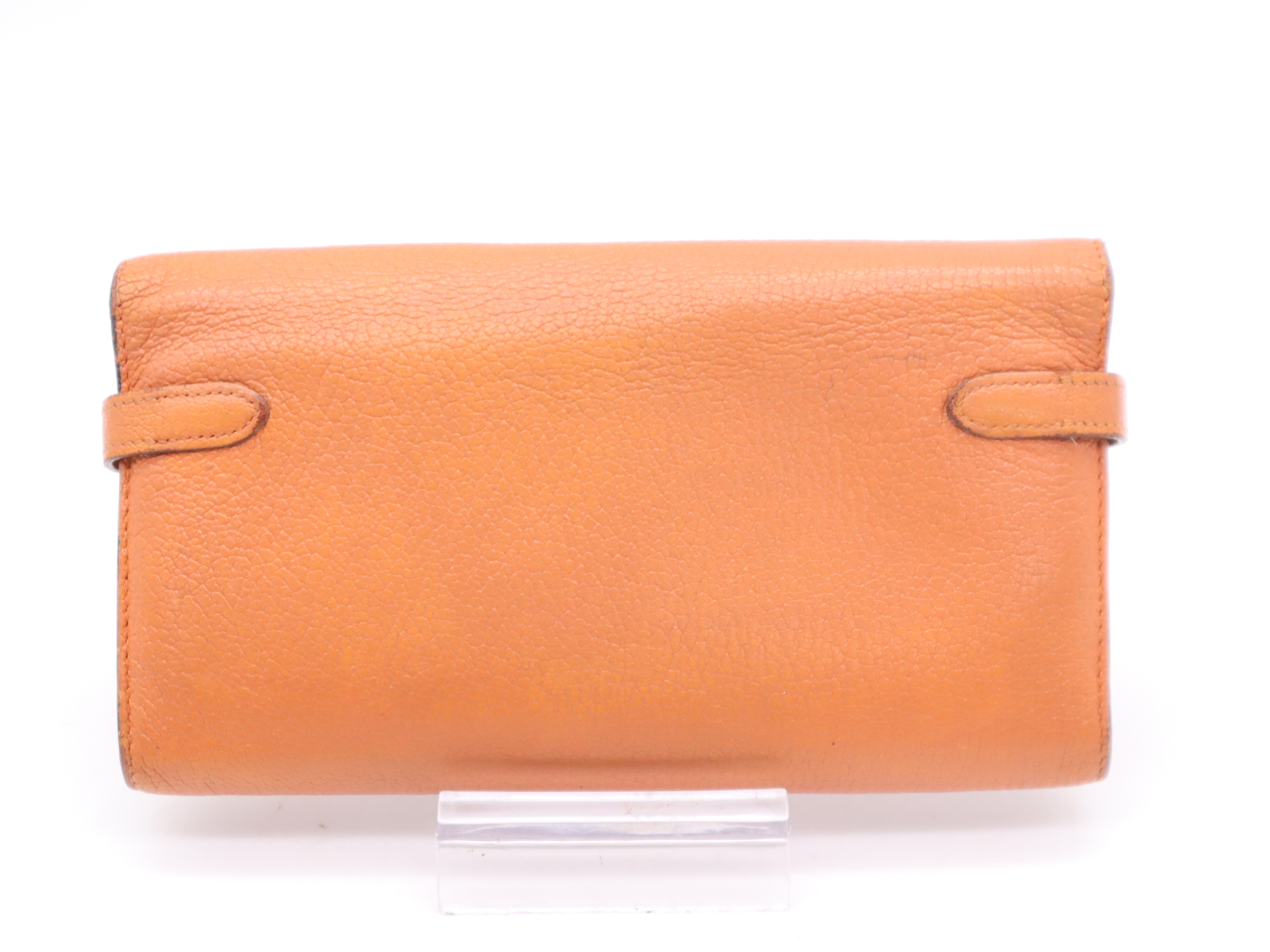 Leather Kelly Wallet Long, Orange, Silver Hardware, O Stamp, 2011 (Wallet) — view 2