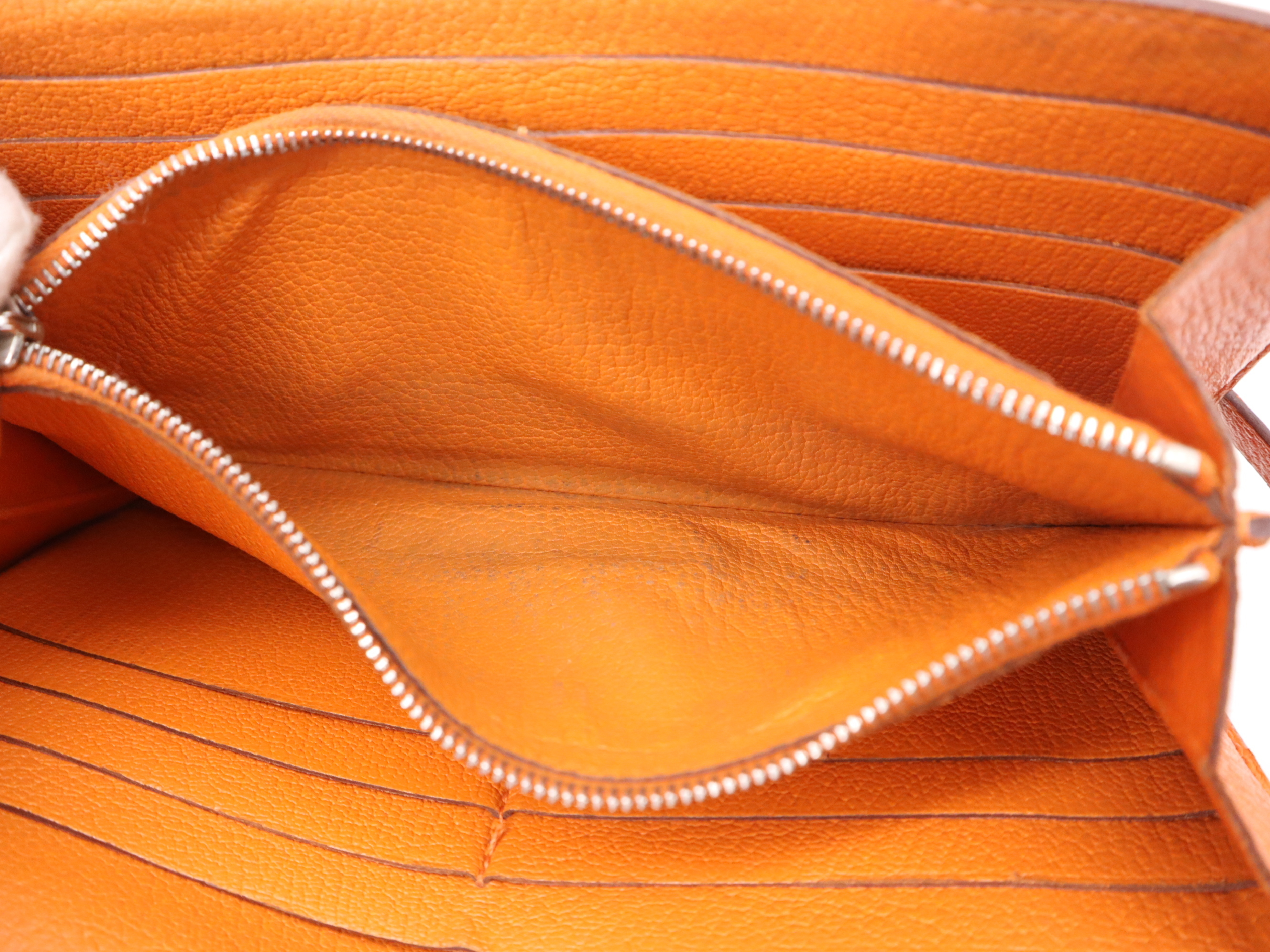 Leather Kelly Wallet Long, Orange, Silver Hardware, O Stamp, 2011 (Wallet) — view 12