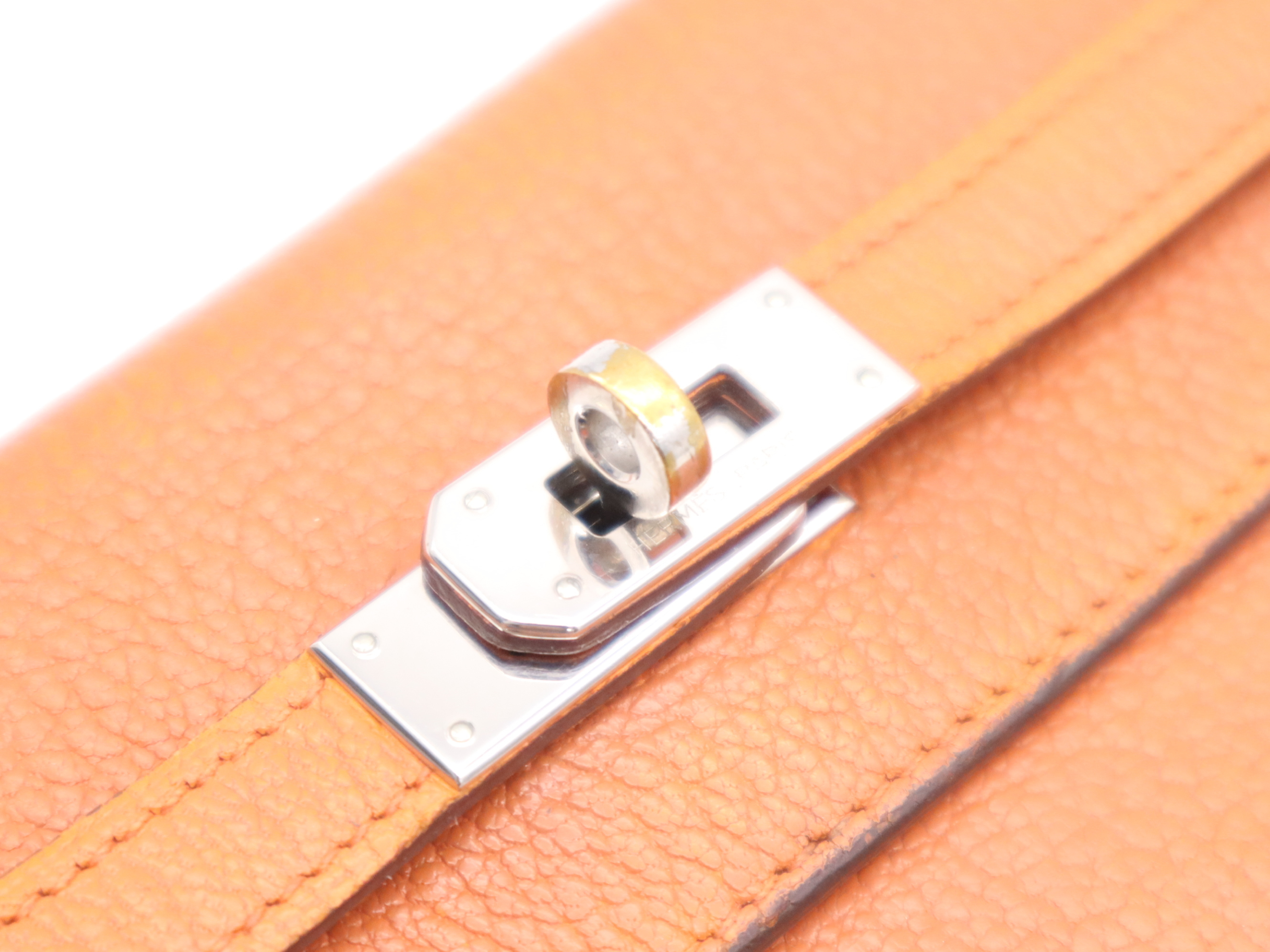 Leather Kelly Wallet Long, Orange, Silver Hardware, O Stamp, 2011 (Wallet) — view 6