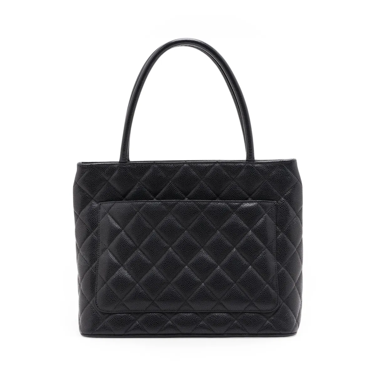 reissue caviar leather tote bag, black with gold hardware. — view 2