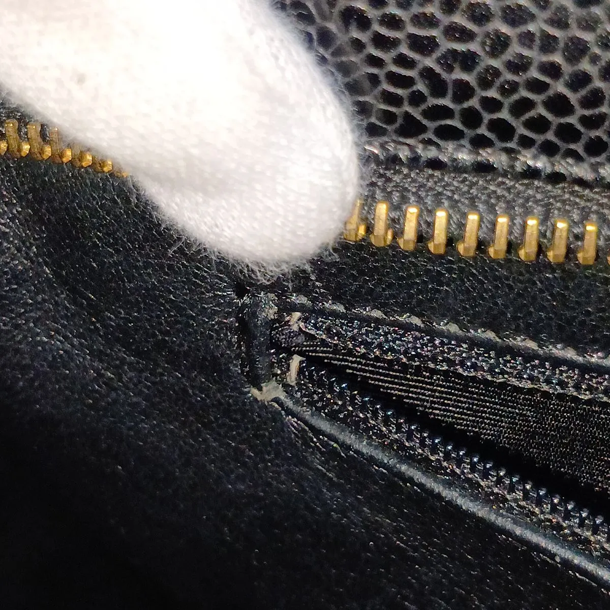 reissue caviar leather tote bag, black with gold hardware. — view 14