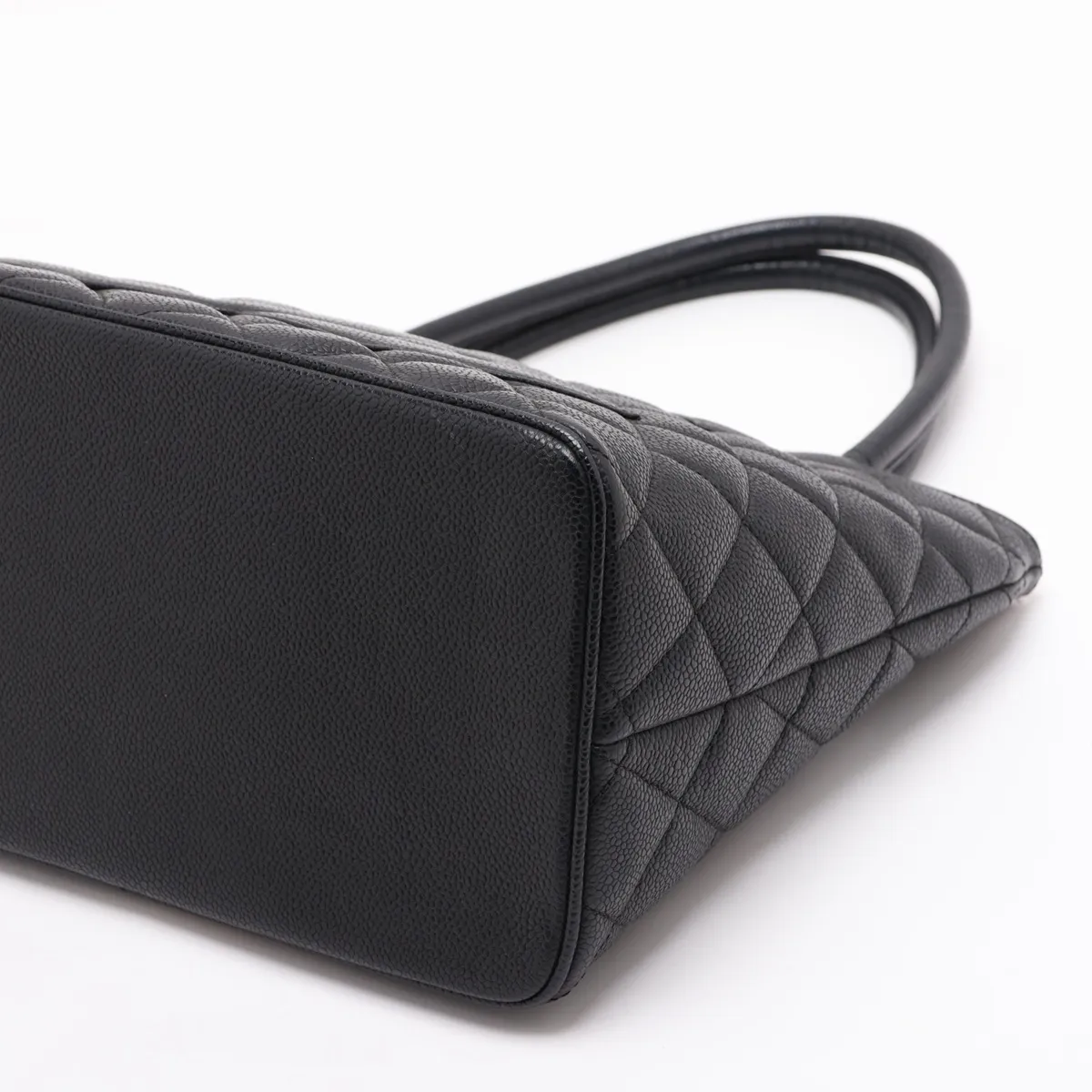 reissue caviar leather tote bag, black with gold hardware. — view 3