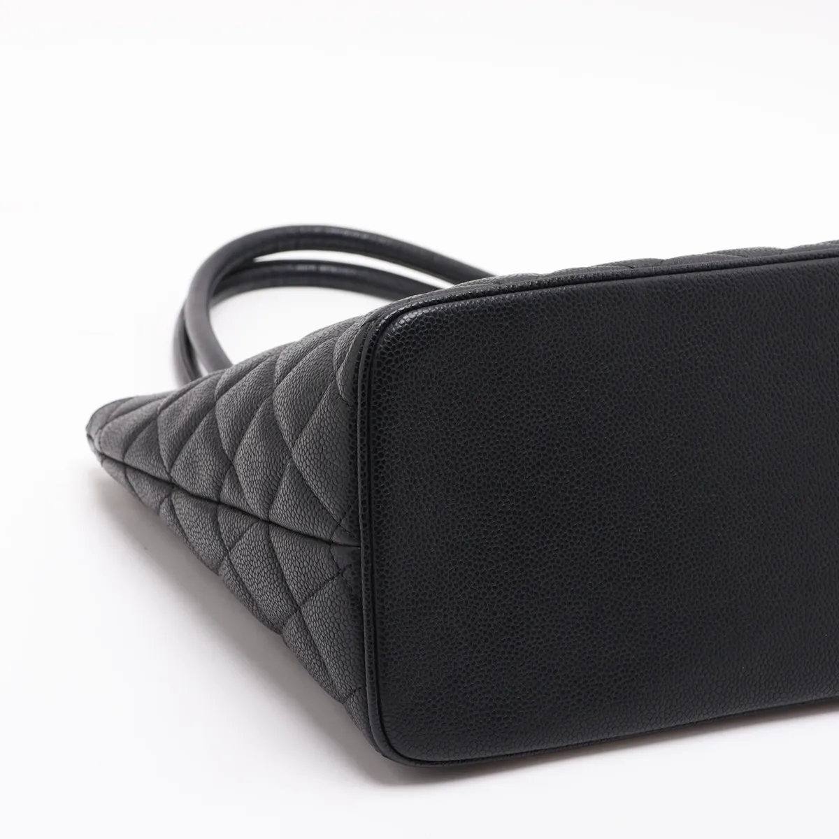 reissue caviar leather tote bag, black with gold hardware. — view 4