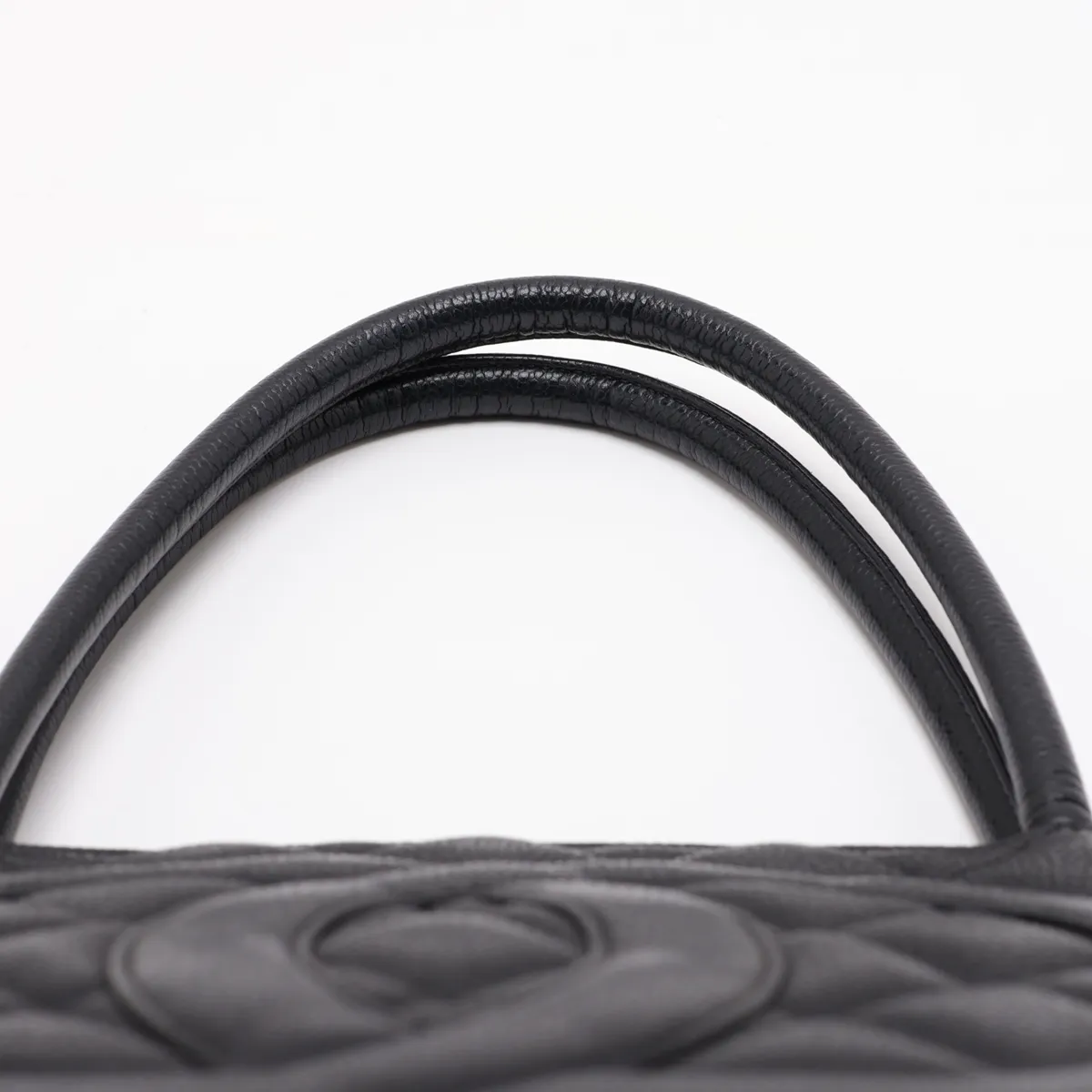 reissue caviar leather tote bag, black with gold hardware. — view 6