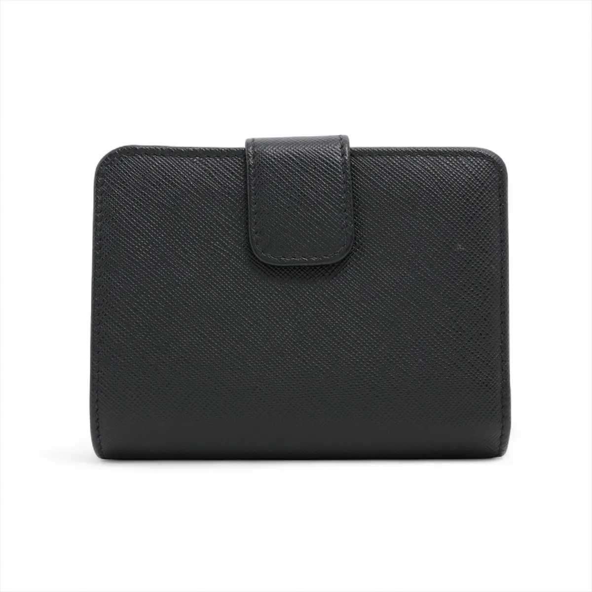Saffiano Metal 1ML018 Leather Compact Wallet, Black — view 2
