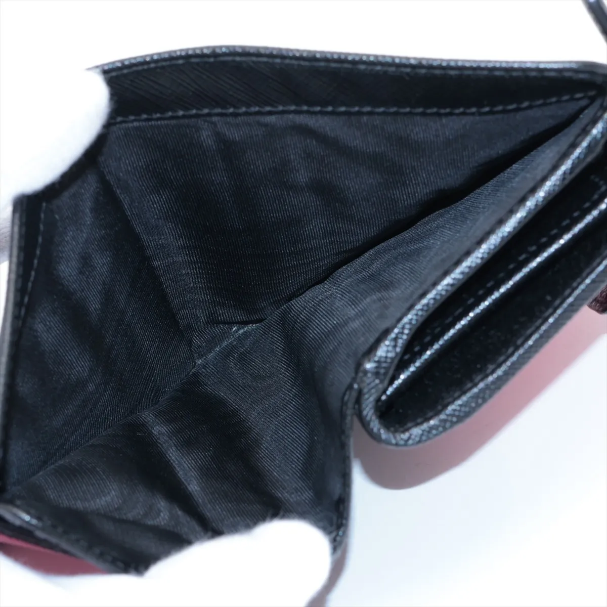 Saffiano Metal 1ML018 Leather Compact Wallet, Black — view 4