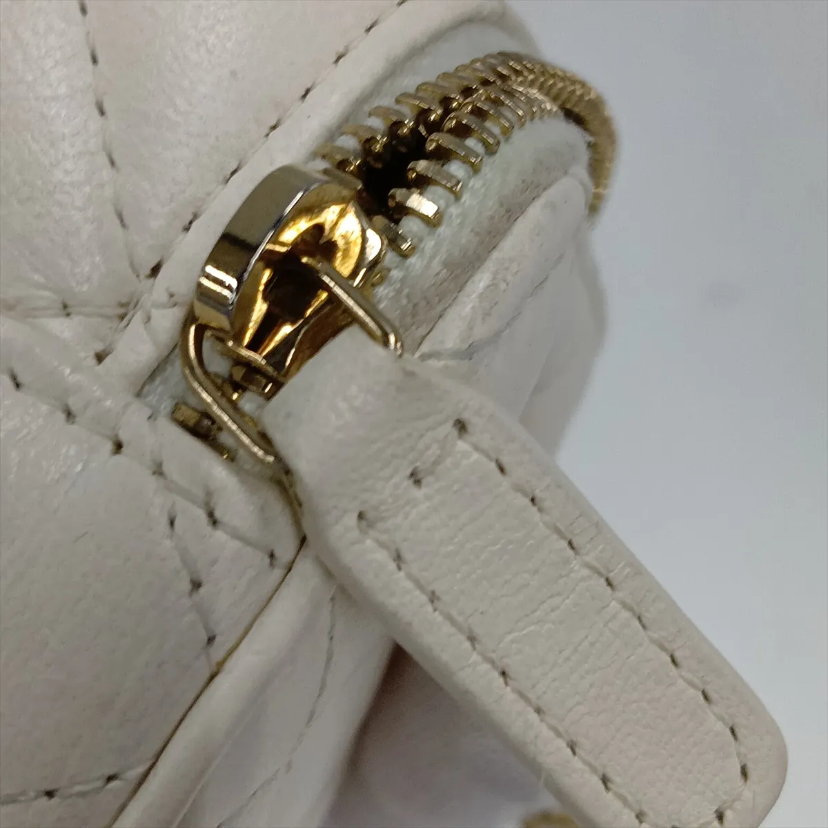 Matelassé Lambskin Vanity Bag, White with Gold Hardware, 30867498 (Serial Number in the 30s) — view 13