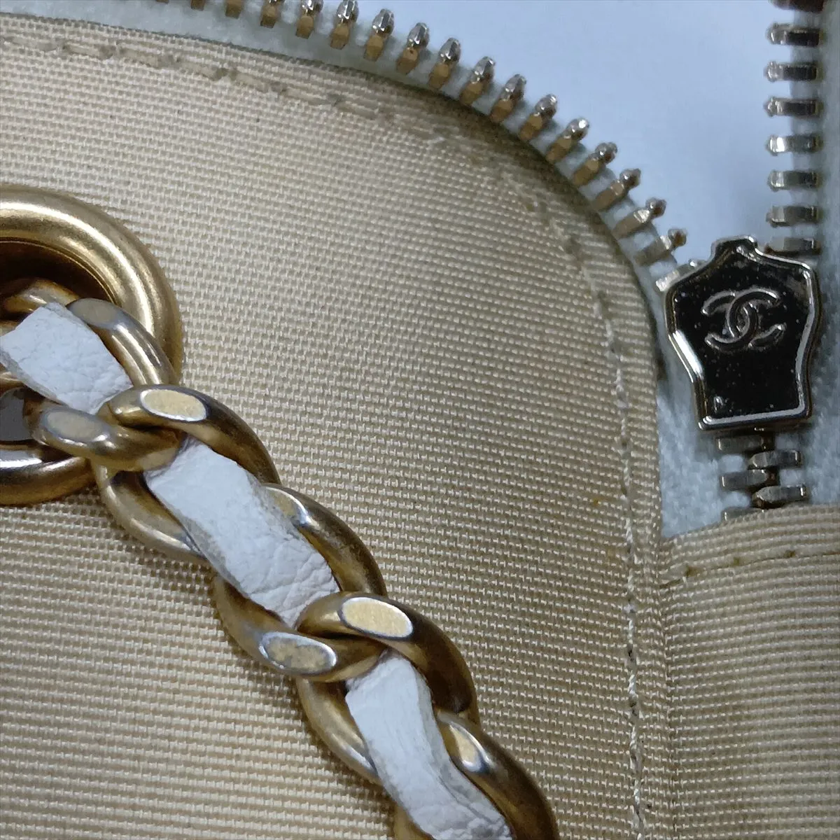 Matelassé Lambskin Vanity Bag, White with Gold Hardware, 30867498 (Serial Number in the 30s) — view 15