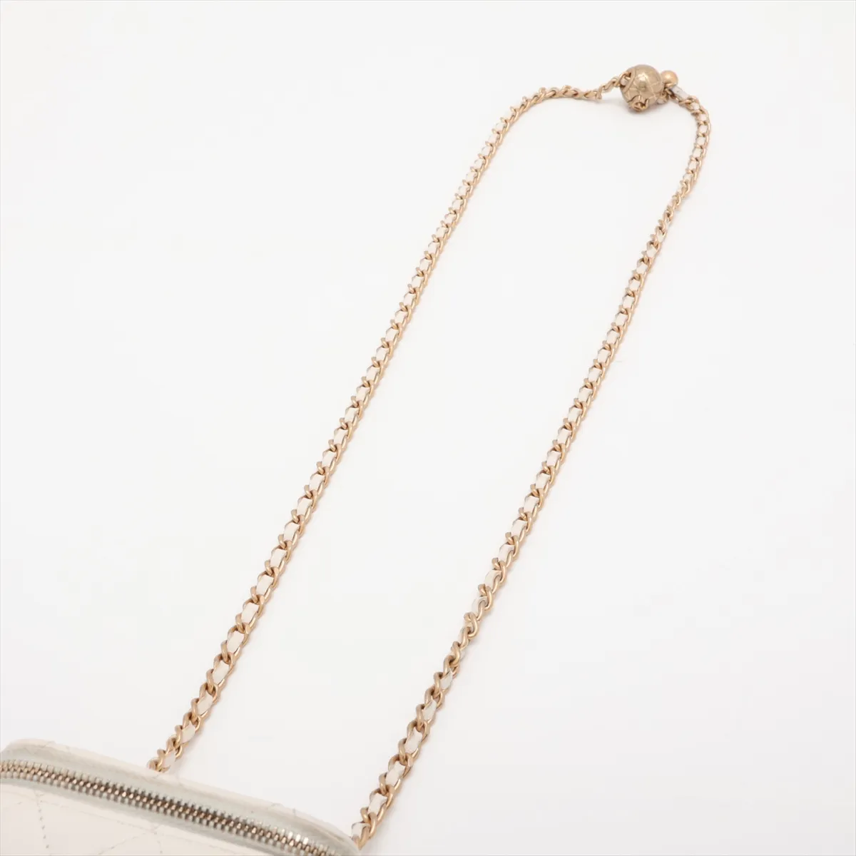 Matelassé Lambskin Vanity Bag, White with Gold Hardware, 30867498 (Serial Number in the 30s) — view 5