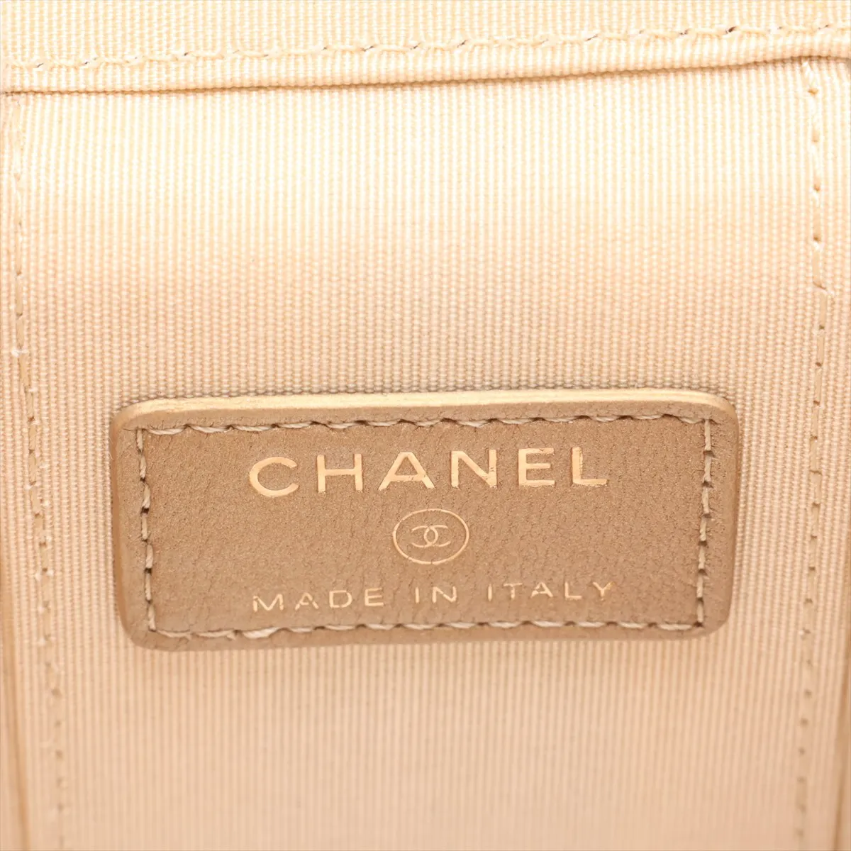 Matelassé Lambskin Vanity Bag, White with Gold Hardware, 30867498 (Serial Number in the 30s) — view 7