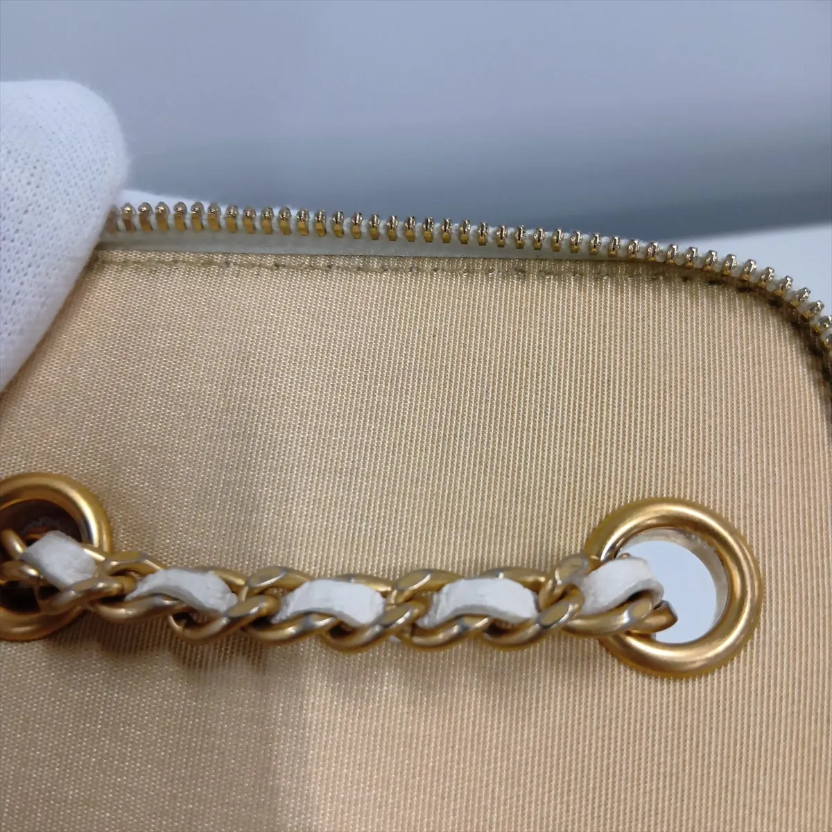Matelassé Lambskin Vanity Bag, White with Gold Hardware, 30867498 (Serial Number in the 30s) — view 8