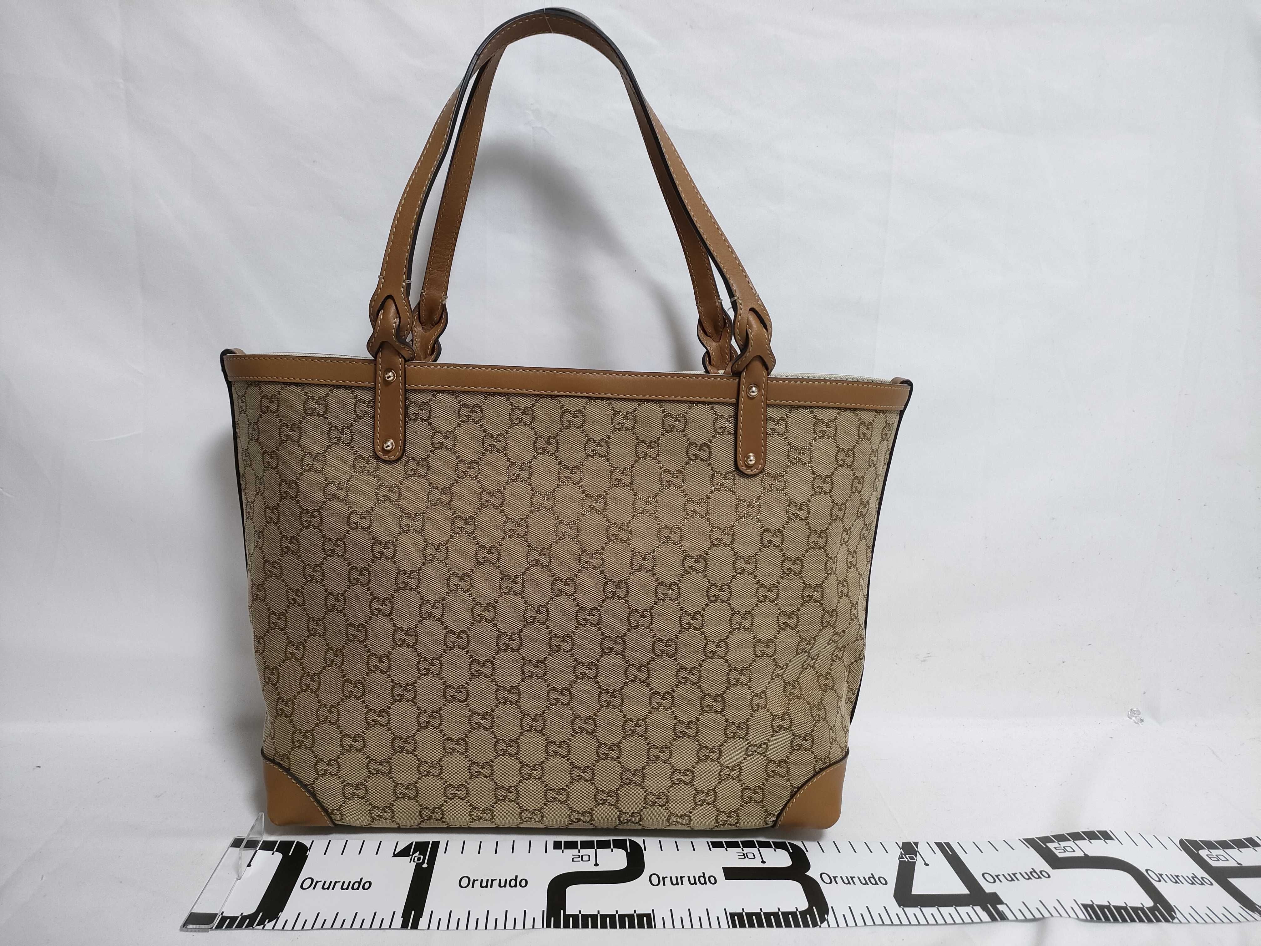 GG Canvas Tote Bag, Canvas x Leather, Beige x Brown, 247209 493075 (Tote Bag) — view 2