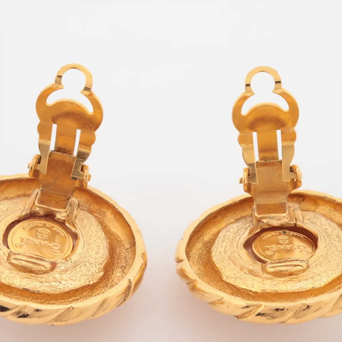 earrings (for both ears), gold-plated with faux pearls. Shows signs of wear, — view 4