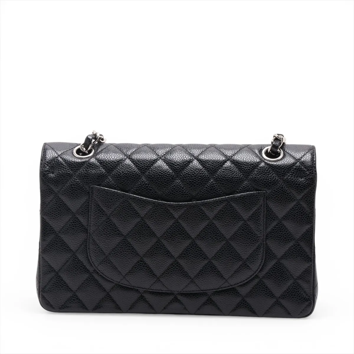 [Individually packaged] Chanel Matelassé 25 Caviar Skin Double Flap Double Chain Bag, Black with Silver Hardware, 13257062, Serial Number , A01112 — view 2