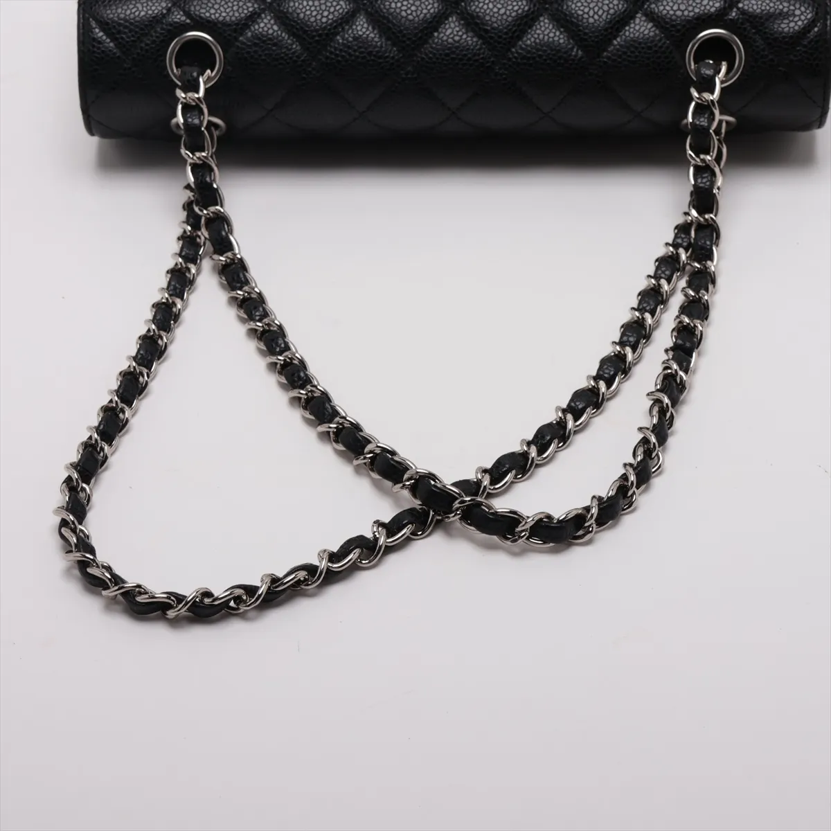 [Individually packaged] Chanel Matelassé 25 Caviar Skin Double Flap Double Chain Bag, Black with Silver Hardware, 13257062, Serial Number , A01112 — view 5