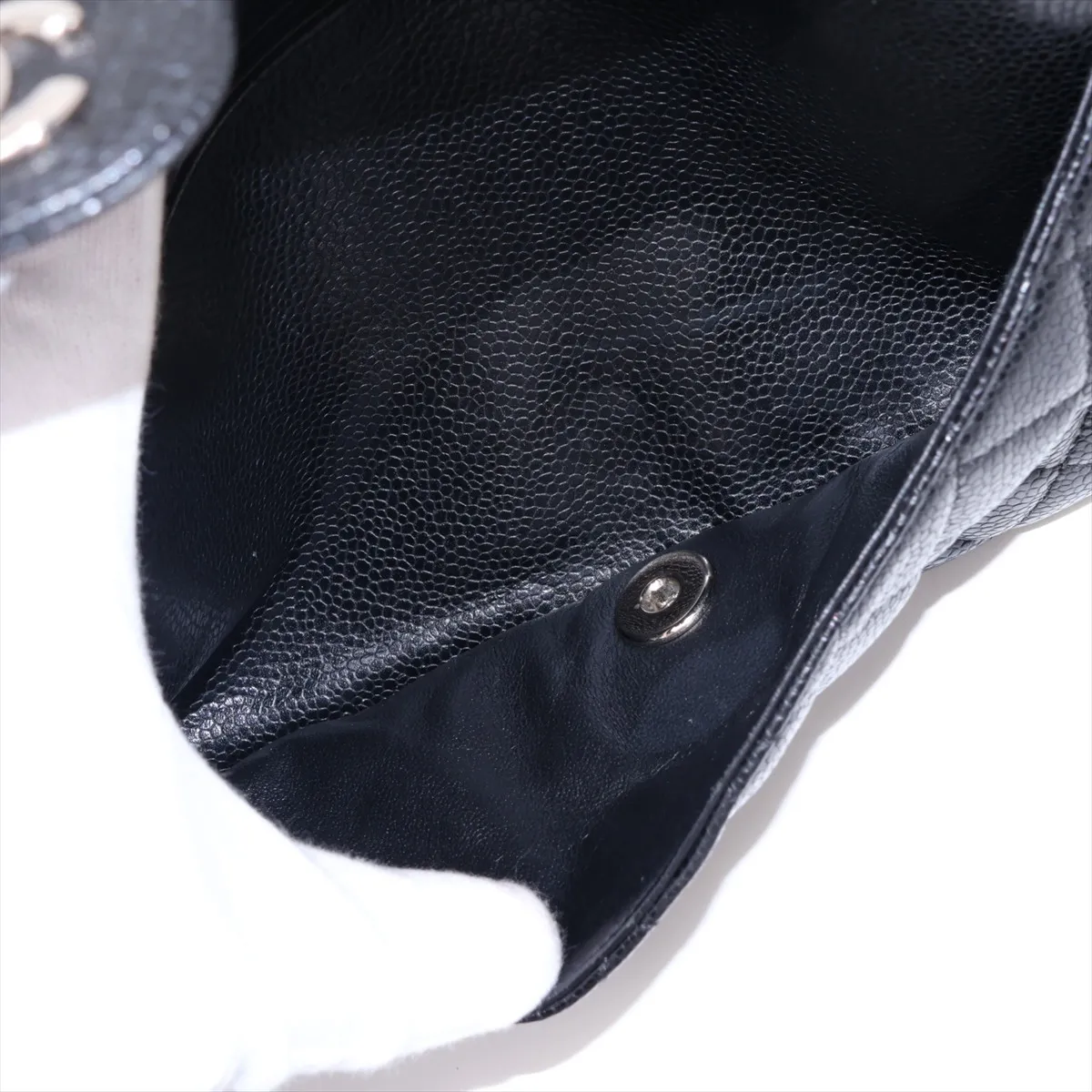 [Individually packaged] Chanel Matelassé 25 Caviar Skin Double Flap Double Chain Bag, Black with Silver Hardware, 13257062, Serial Number , A01112 — view 8