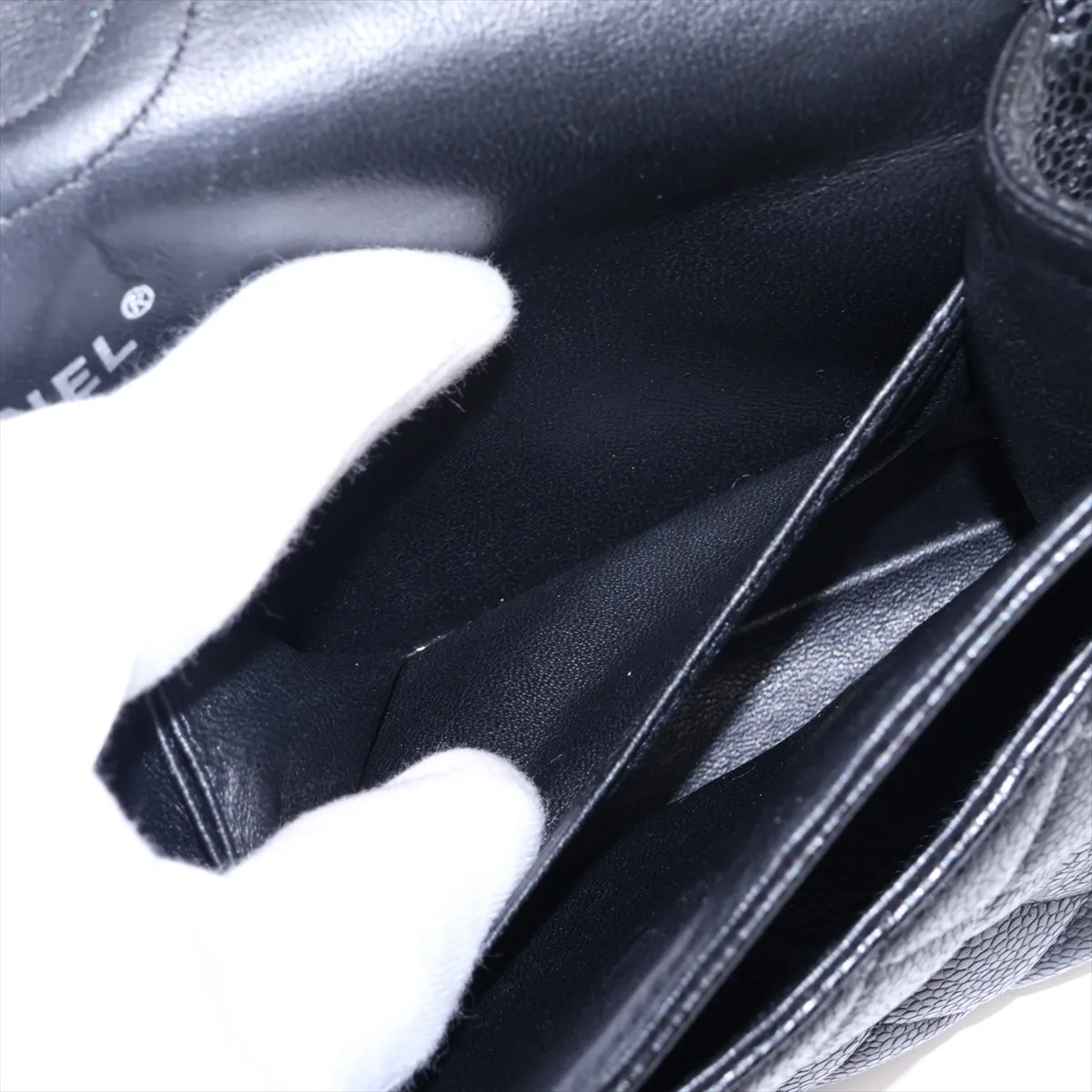 [Individually packaged] Chanel Matelassé 25 Caviar Skin Double Flap Double Chain Bag, Black with Silver Hardware, 13257062, Serial Number , A01112 — view 9