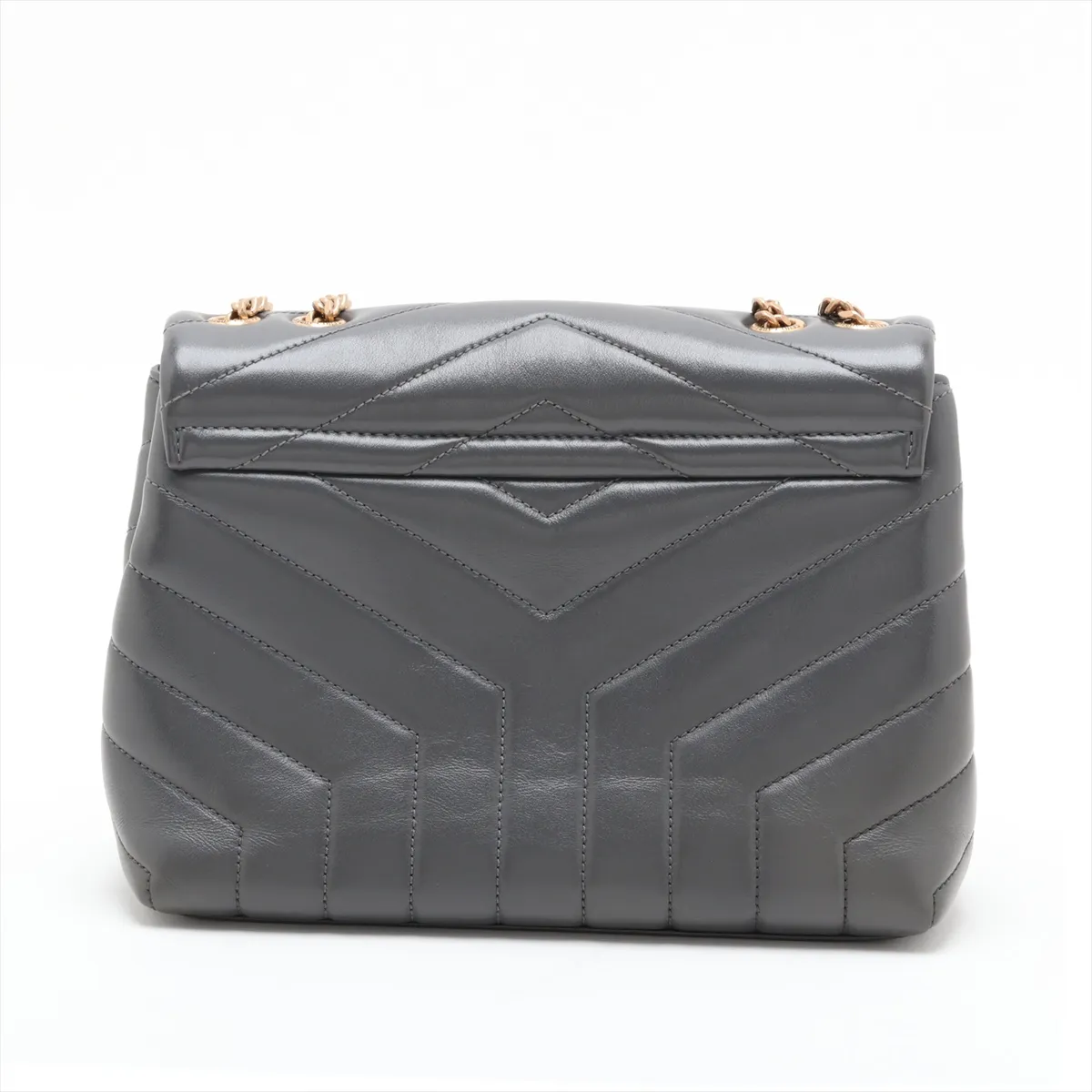 Loulou 494699 Leather Chain Shoulder Bag, Gray — view 2