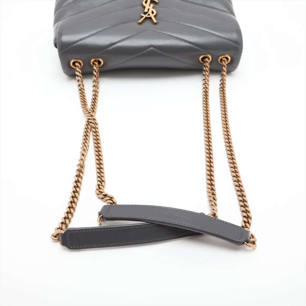 Loulou 494699 Leather Chain Shoulder Bag, Gray — view 5