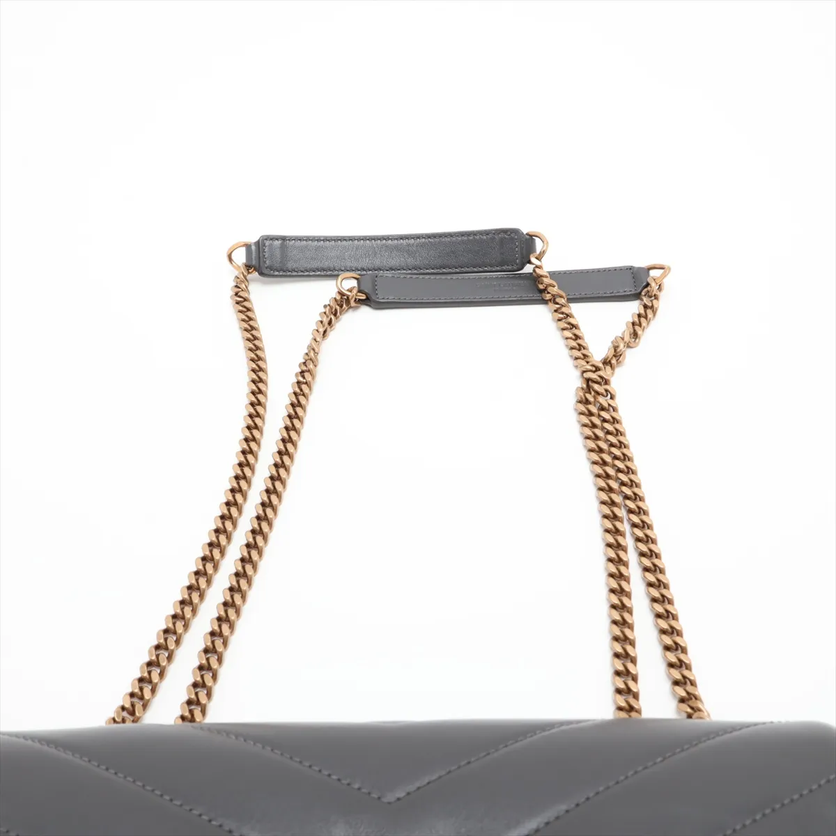 Loulou 494699 Leather Chain Shoulder Bag, Gray — view 6