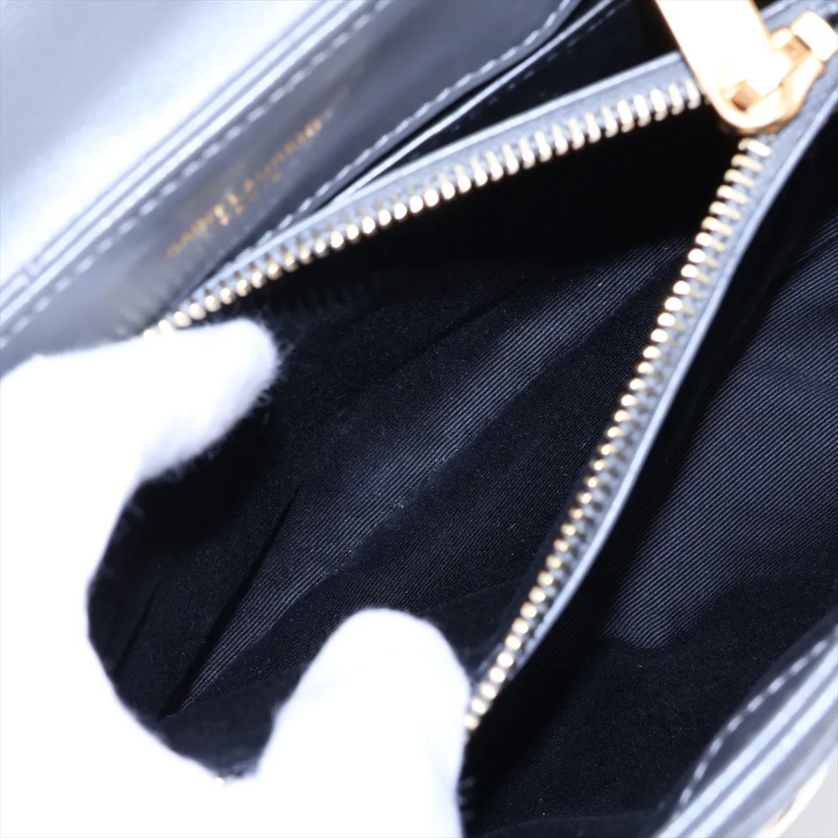 Loulou 494699 Leather Chain Shoulder Bag, Gray — view 8