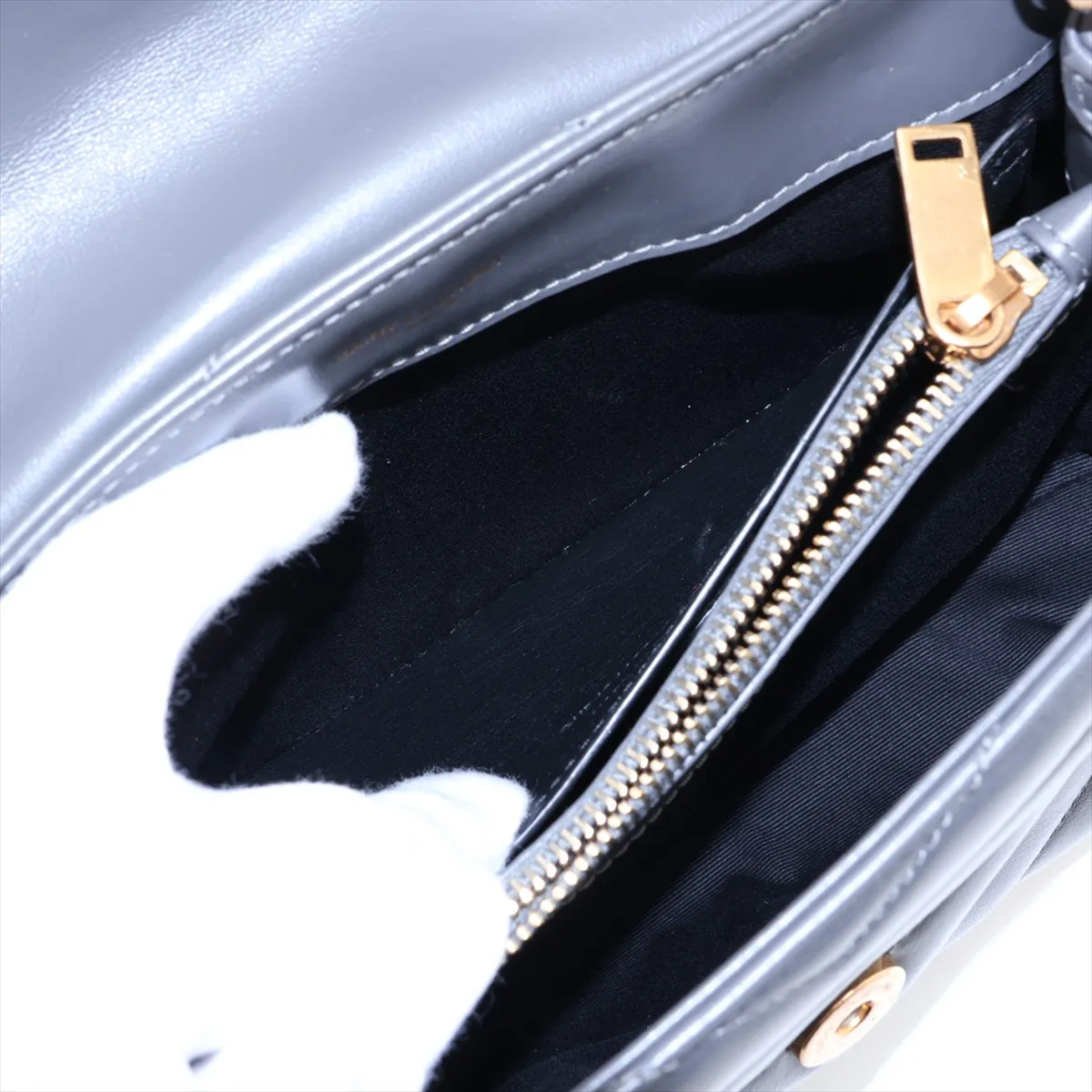 Loulou 494699 Leather Chain Shoulder Bag, Gray — view 10