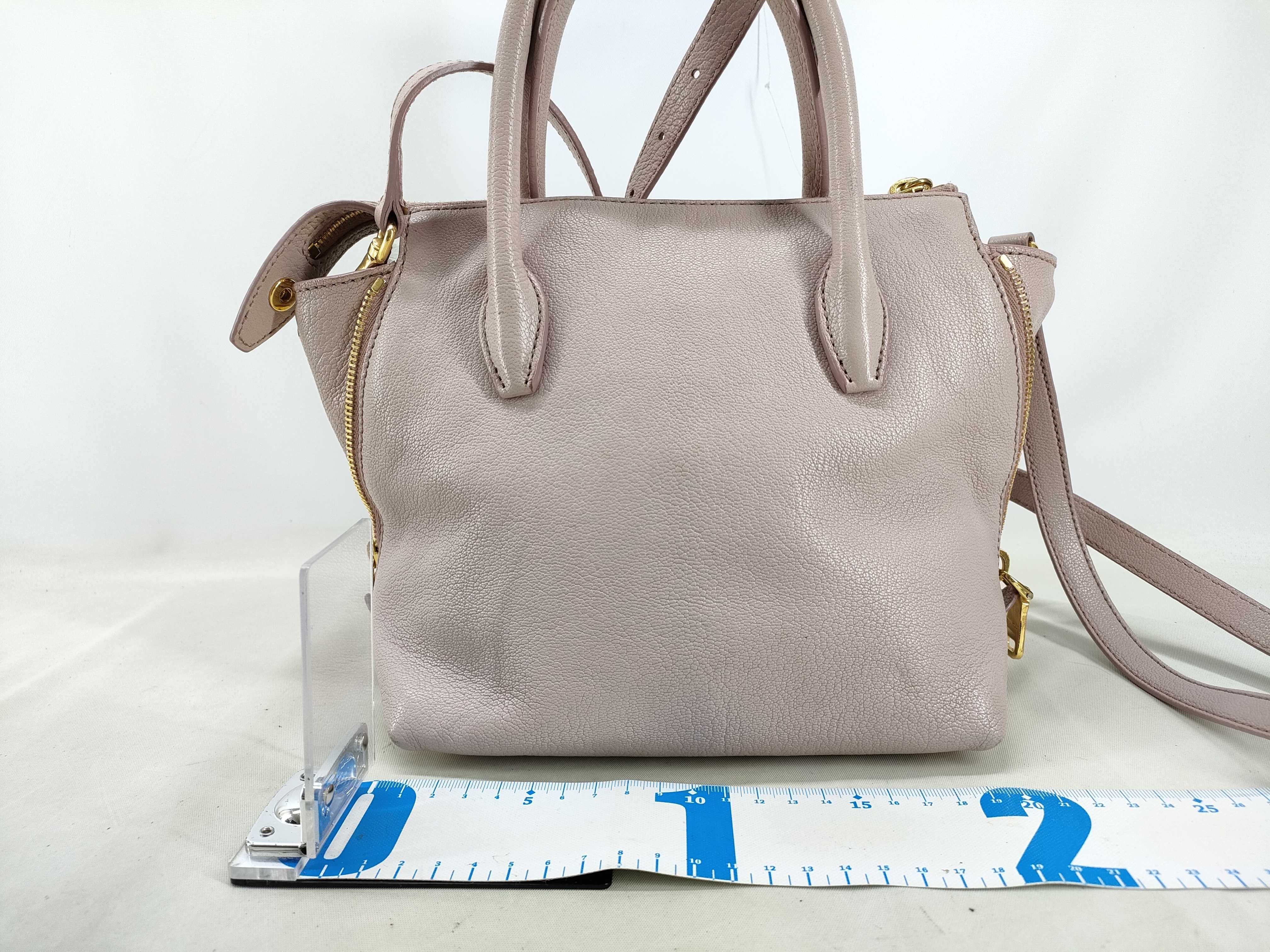 2-Way Handbag/Shoulder Bag, Leather, Pink Beige Handbag — view 2
