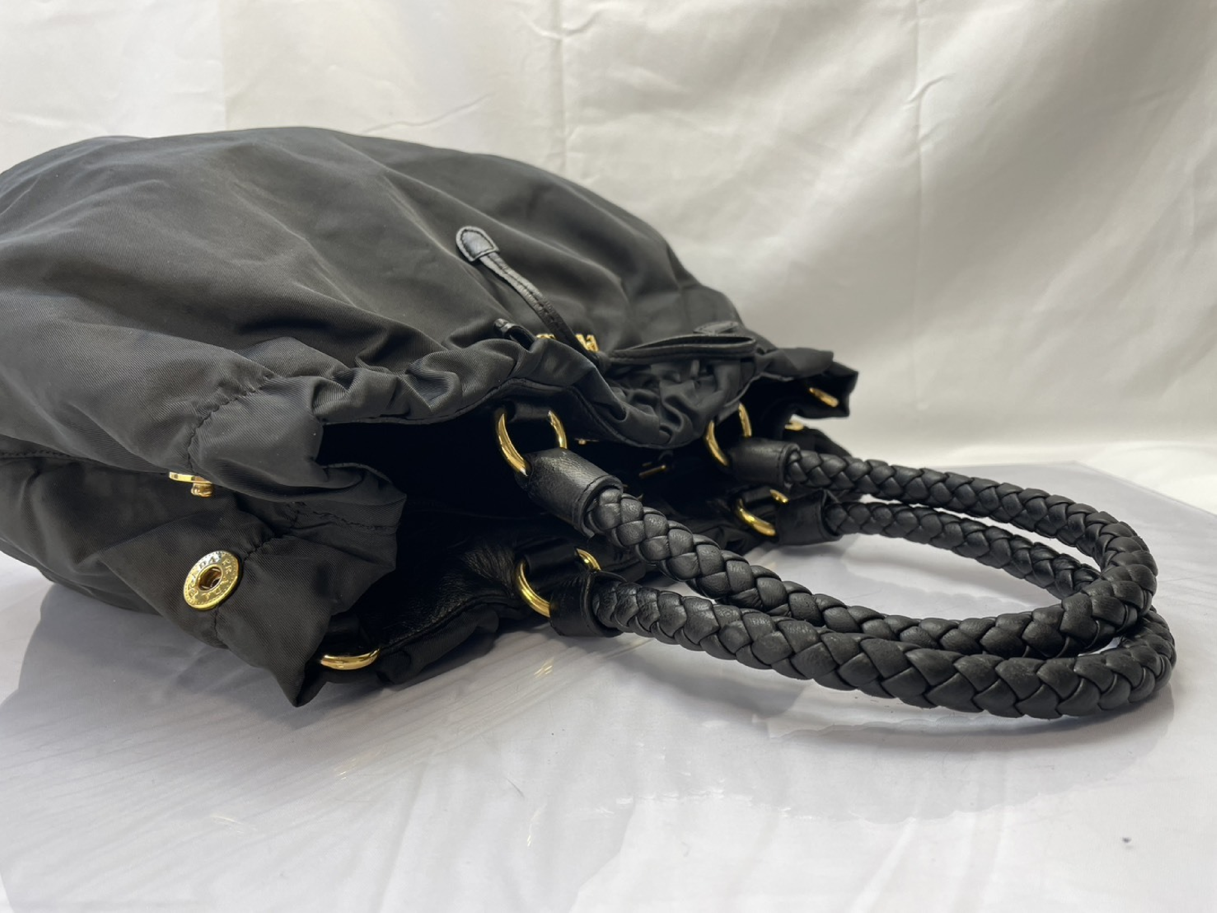 Ribbon Braided Intreccio Handbag Tote Bag 2-Way Shoulder Bag Black BN1778 Shoulder Bag — view 11