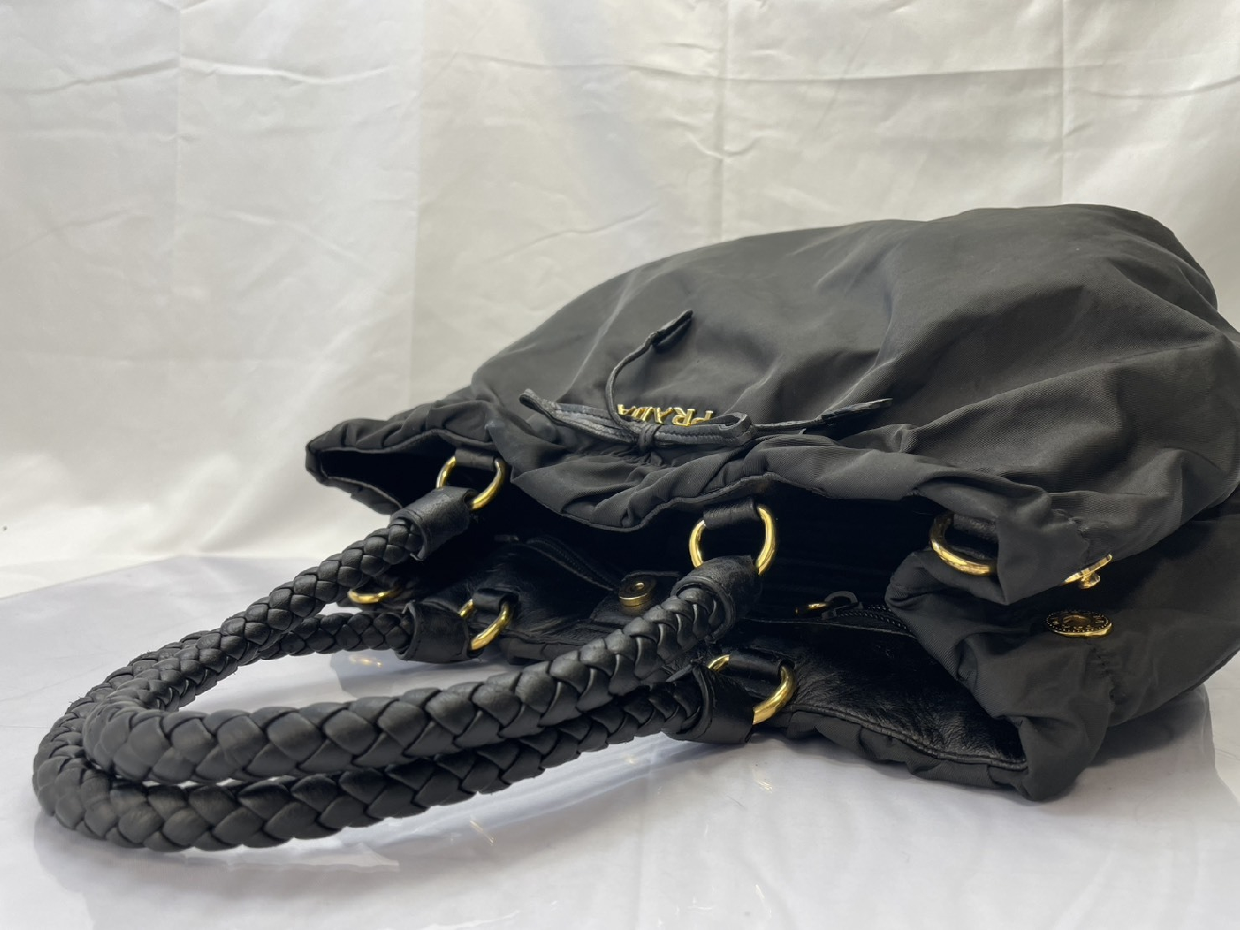 Ribbon Braided Intreccio Handbag Tote Bag 2-Way Shoulder Bag Black BN1778 Shoulder Bag — view 10