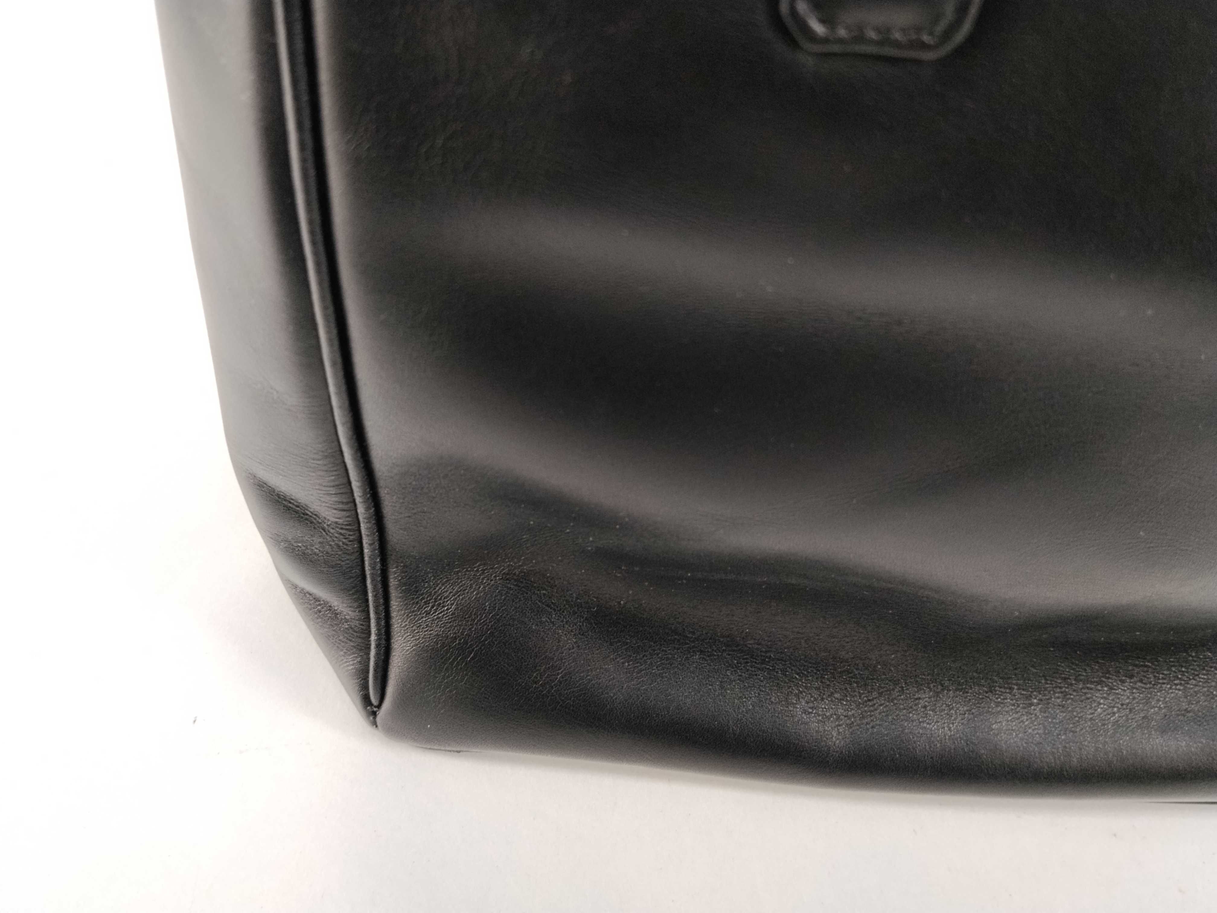 handbag with logo charm, black with gold hardware. — view 13