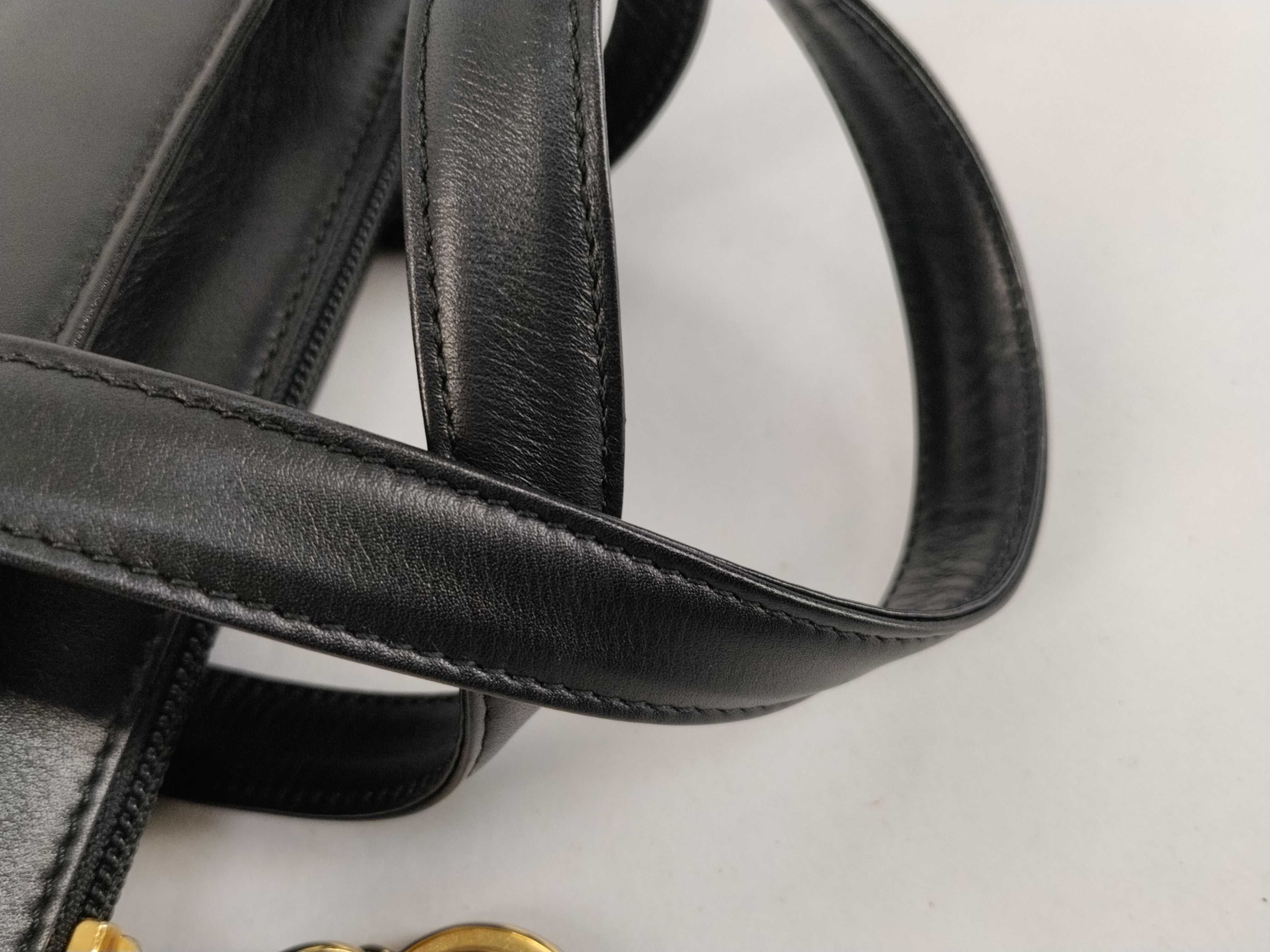 handbag with logo charm, black with gold hardware. — view 4